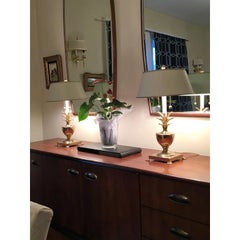 Lampes ananas en laiton Hollywood Regency