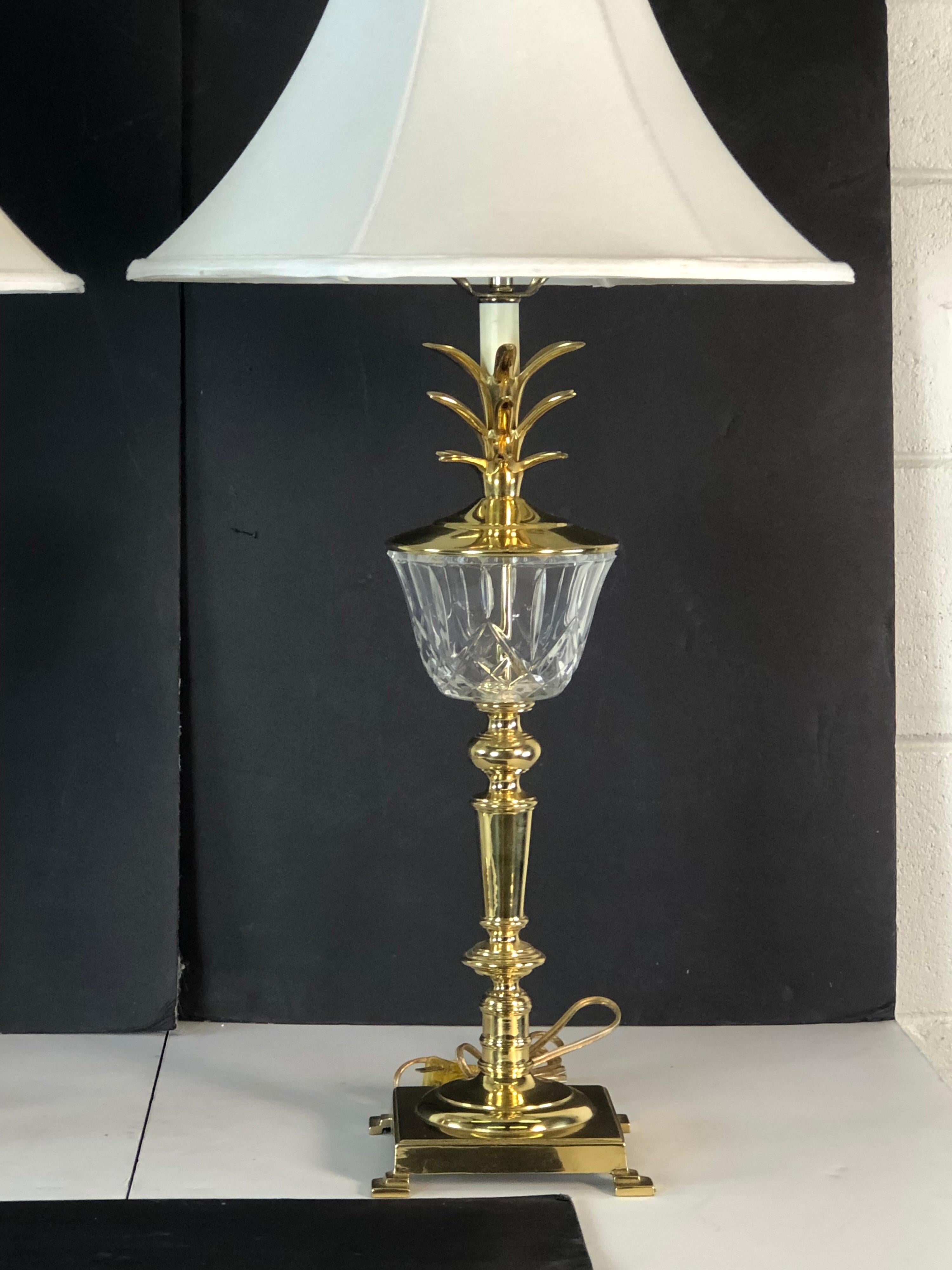 Mid-Century Modern Hollywood Regency Brass Pineapple Table Lamps, Pair For Sale