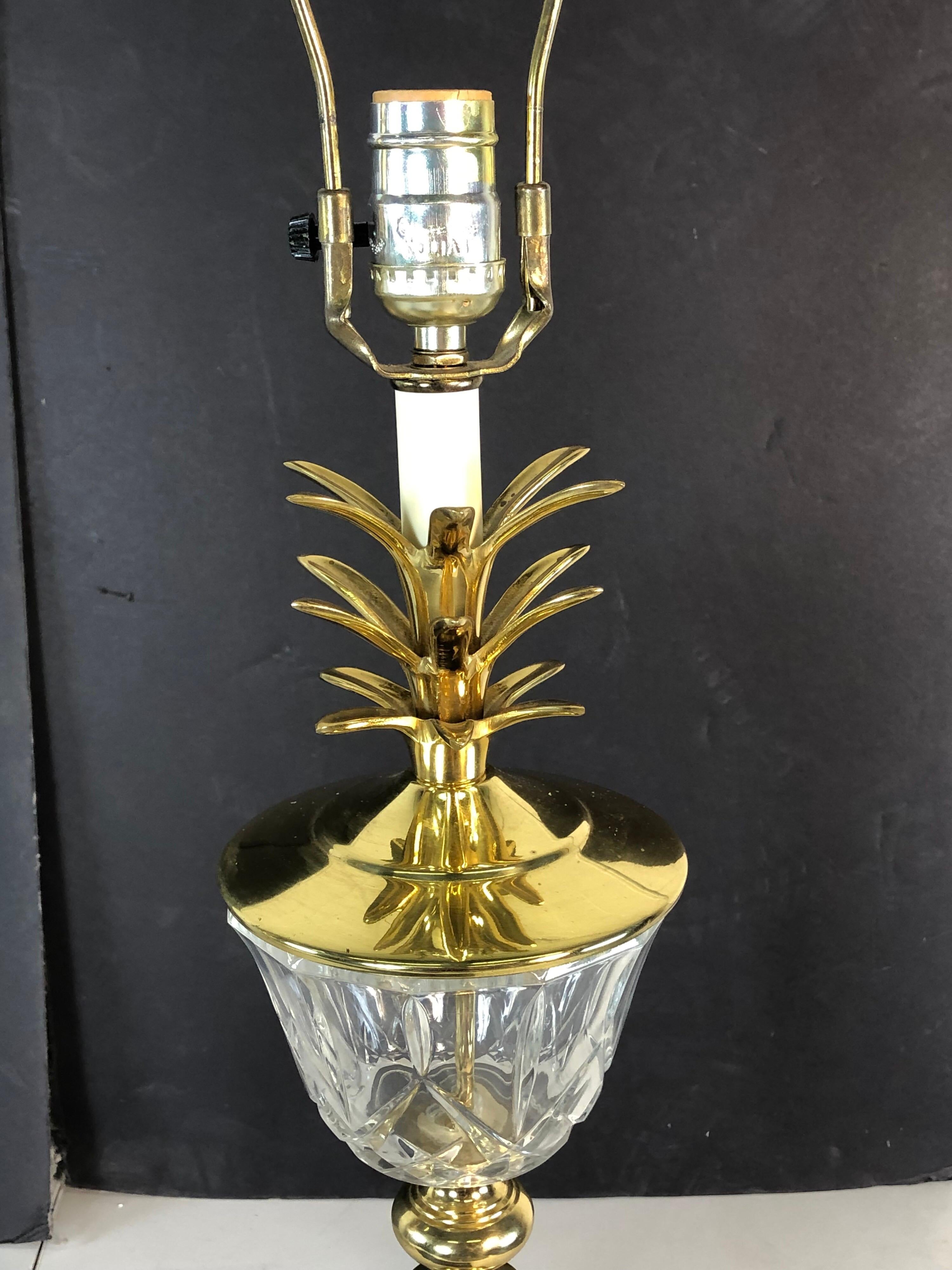 American Hollywood Regency Brass Pineapple Table Lamps, Pair For Sale
