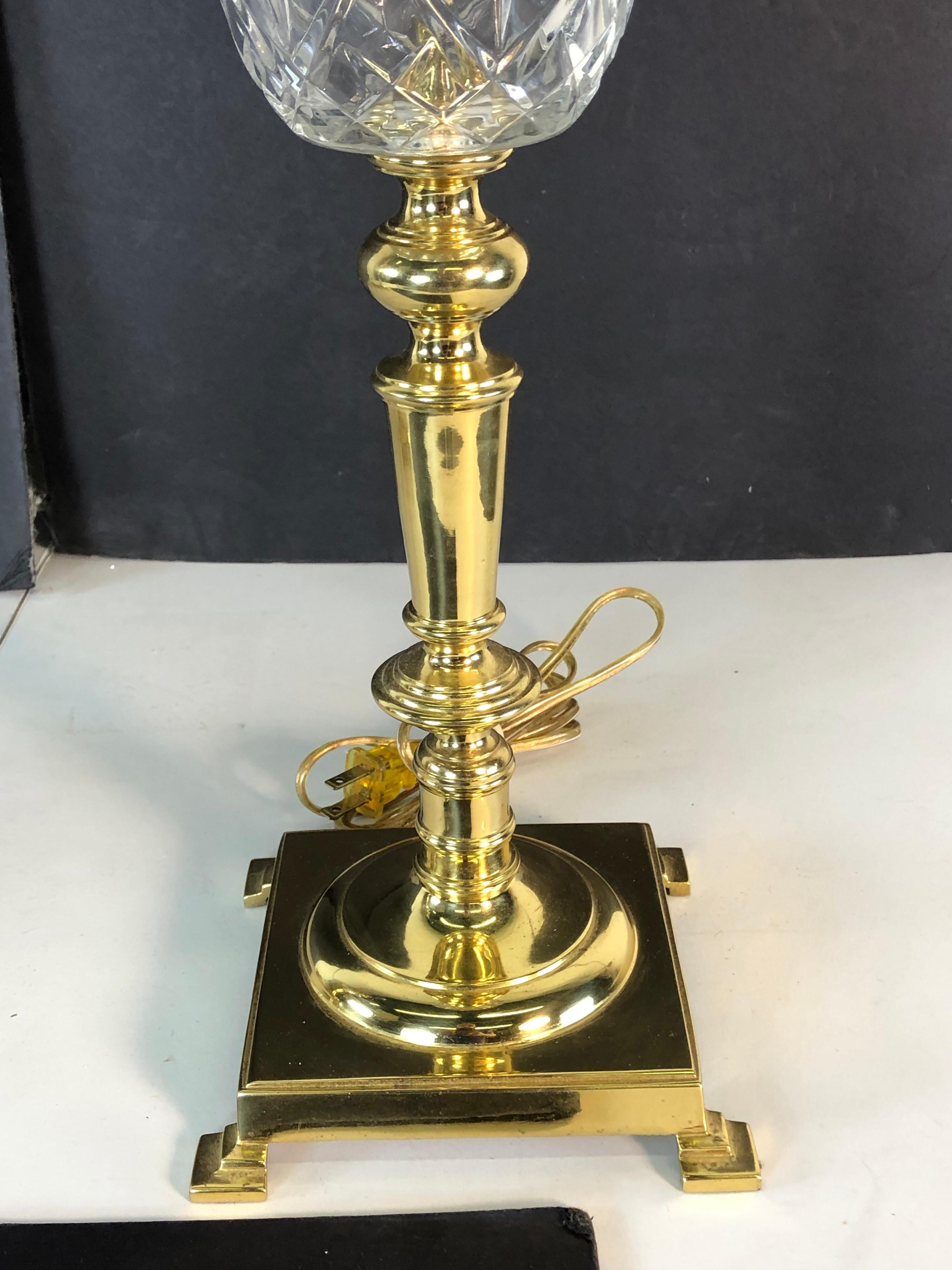 Hollywood Regency Brass Pineapple Table Lamps, Pair In Good Condition For Sale In Amherst, NH