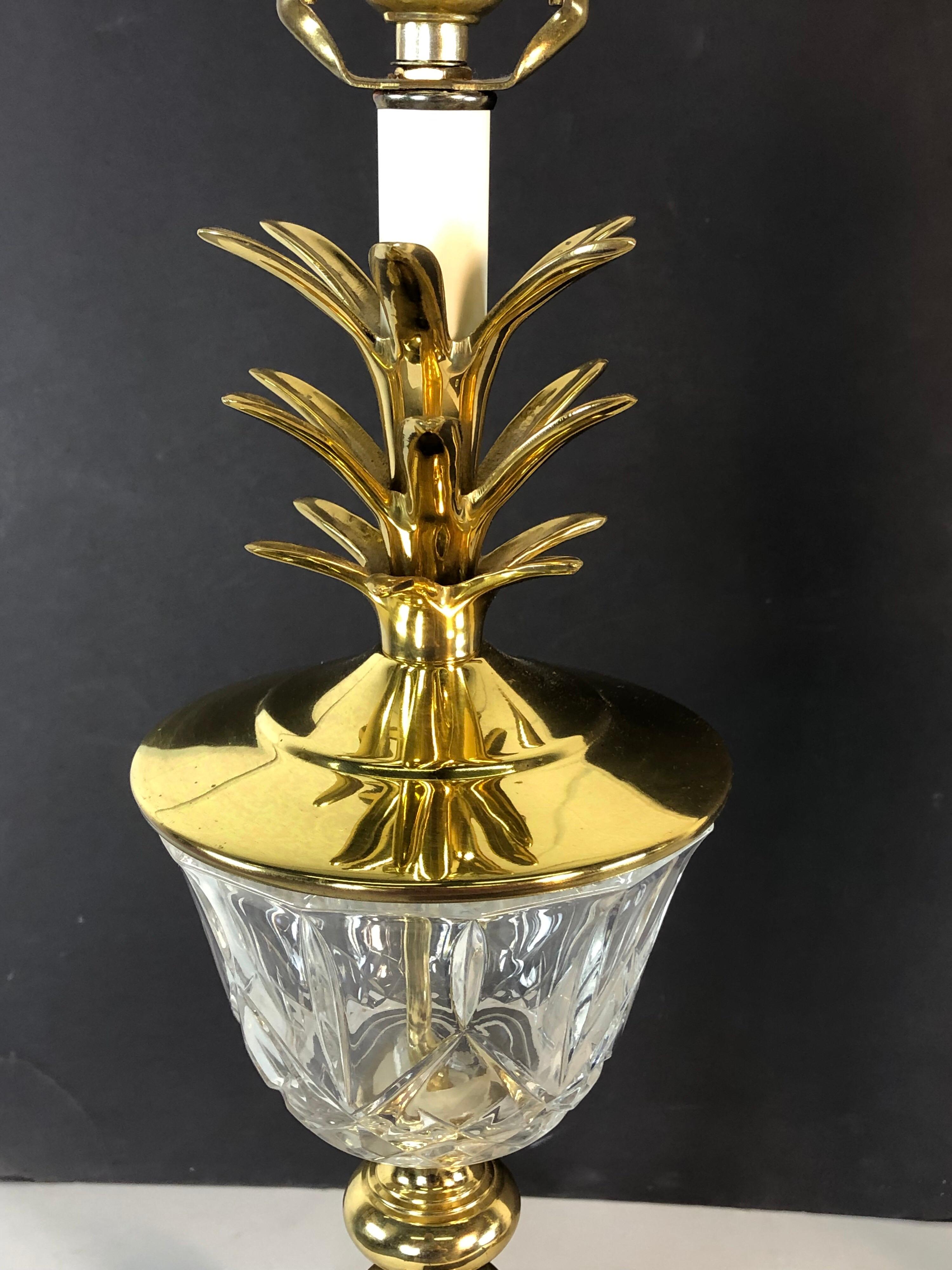 Hollywood Regency Brass Pineapple Table Lamps, Pair For Sale 1