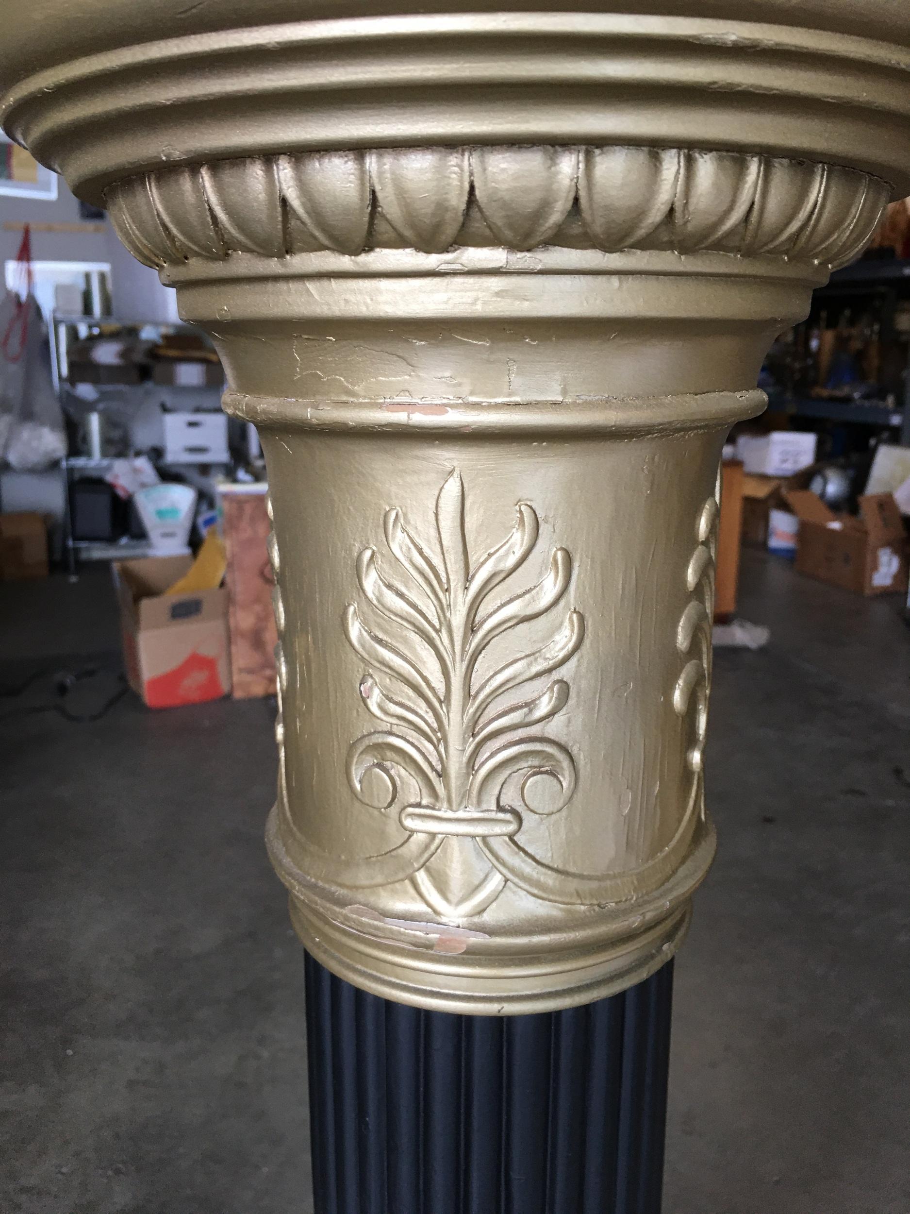 Mid-20th Century Hollywood Regency Brass Roman Column Torchiere Floor Lamp