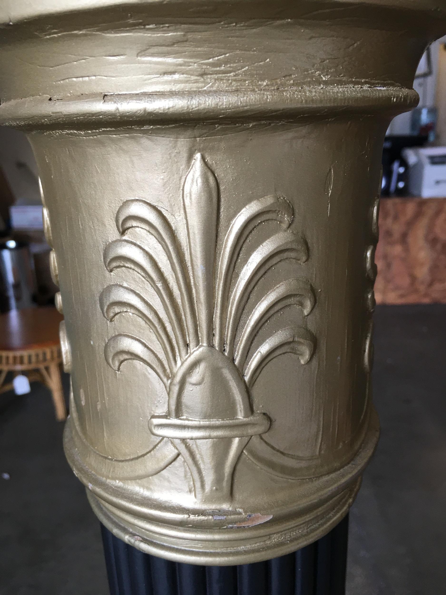 Hollywood Regency Brass Roman Column Torchiere Floor Lamp 1