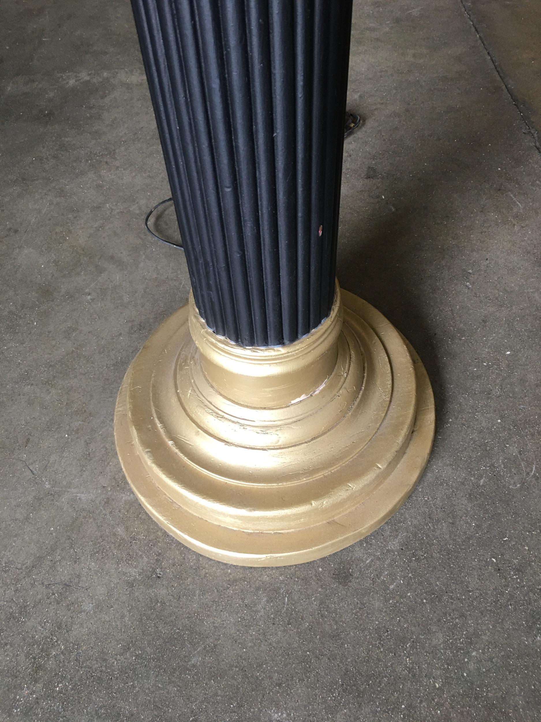 Hollywood Regency Brass Roman Column Torchiere Floor Lamp 2