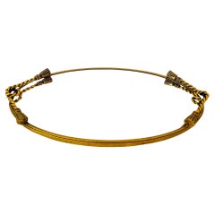 Hollywood Regency Brass Rope and Tassel Mirror Oval Vanity Tray 1950s