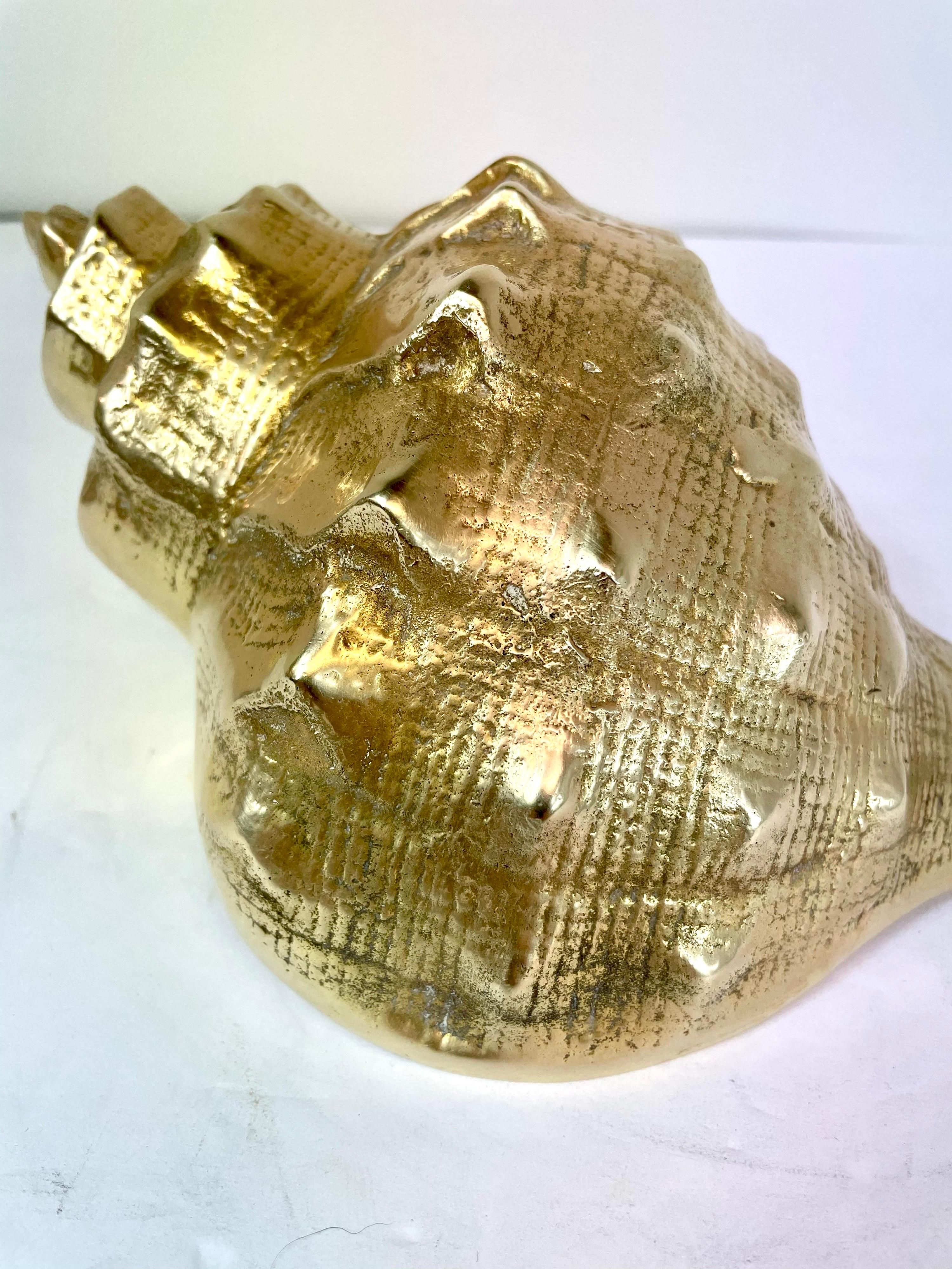 Korean Hollywood Regency Brass Seashell