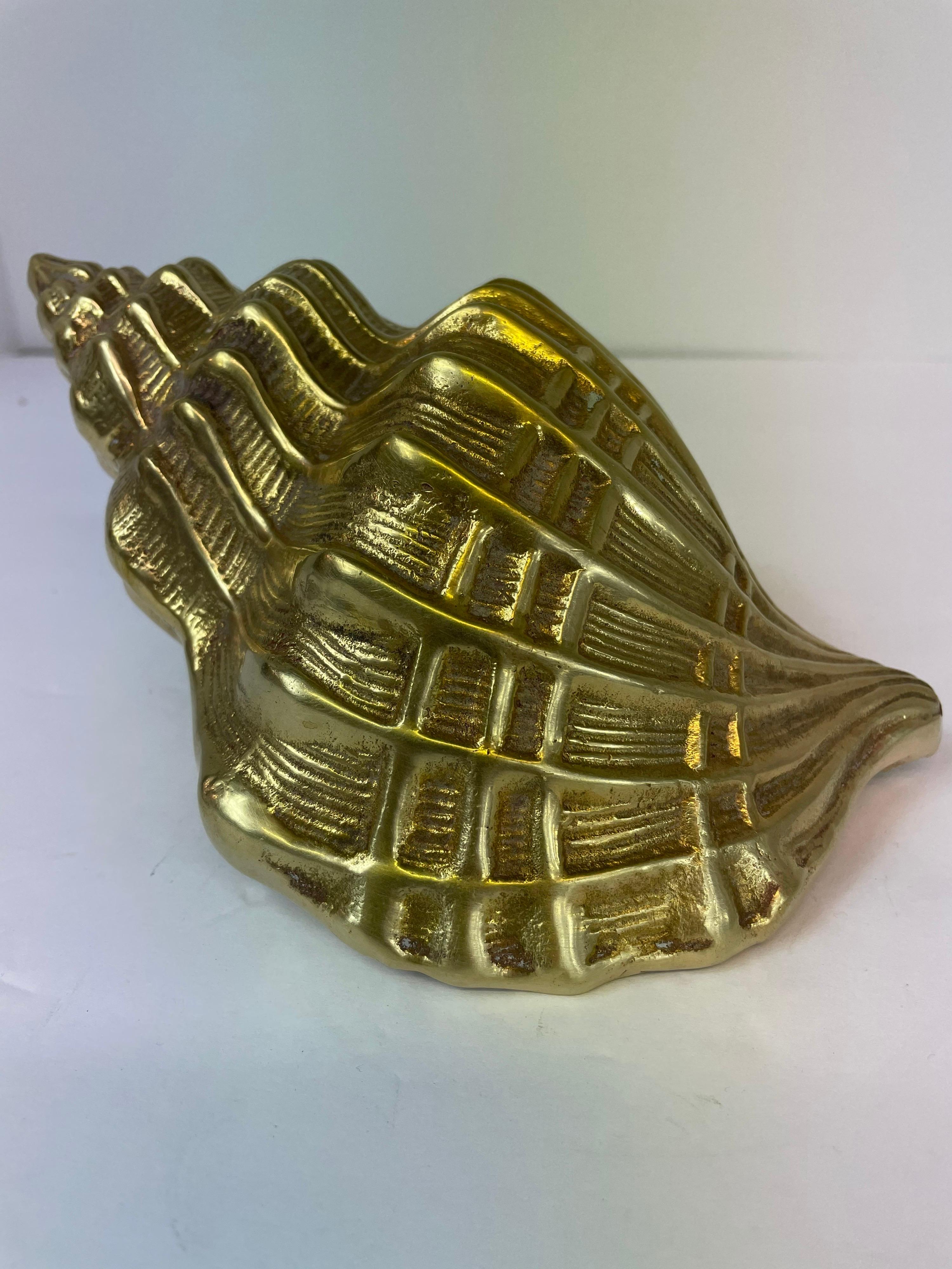 Korean Hollywood Regency Brass Seashell