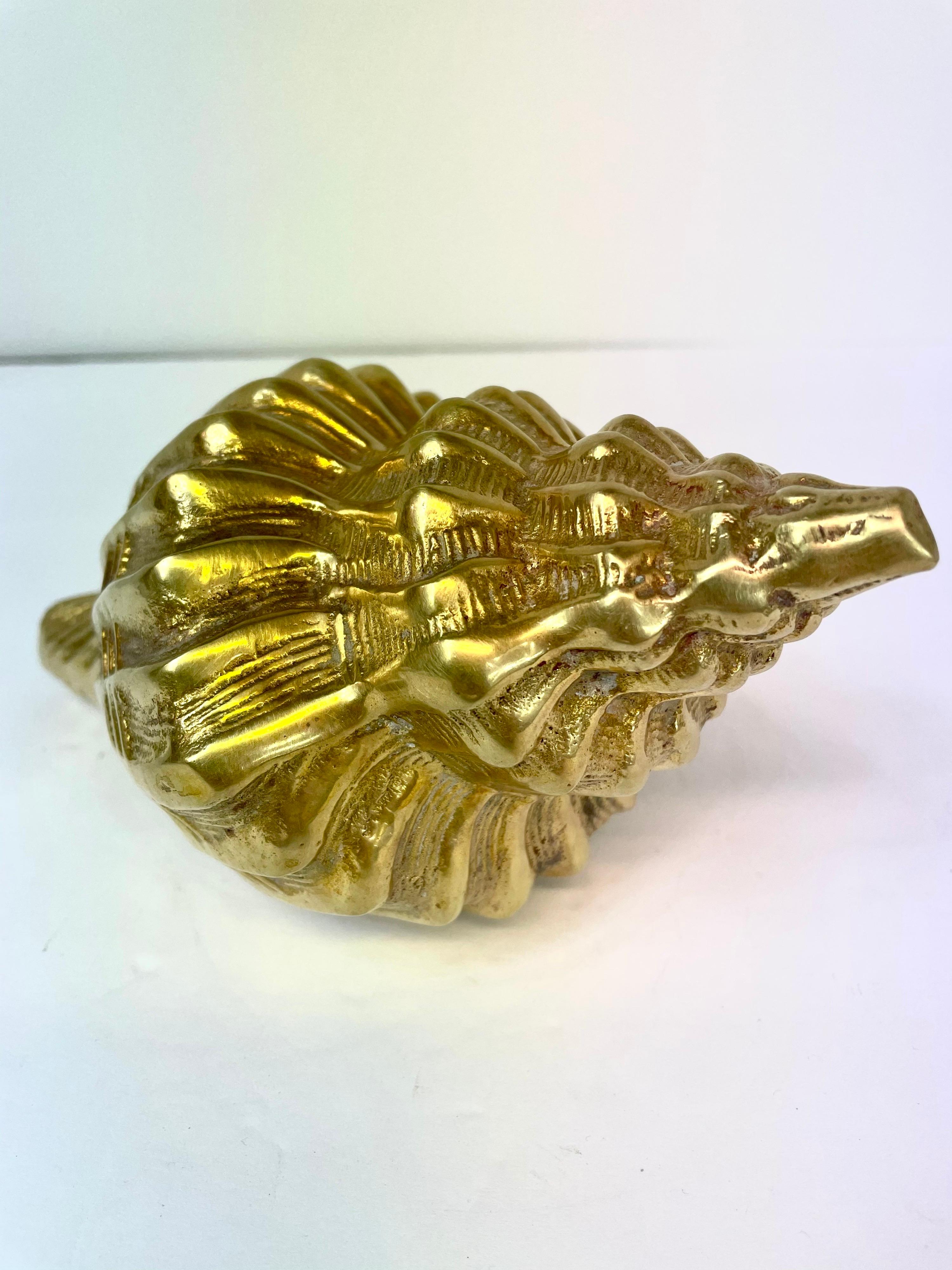 Late 20th Century Hollywood Regency Brass Seashell