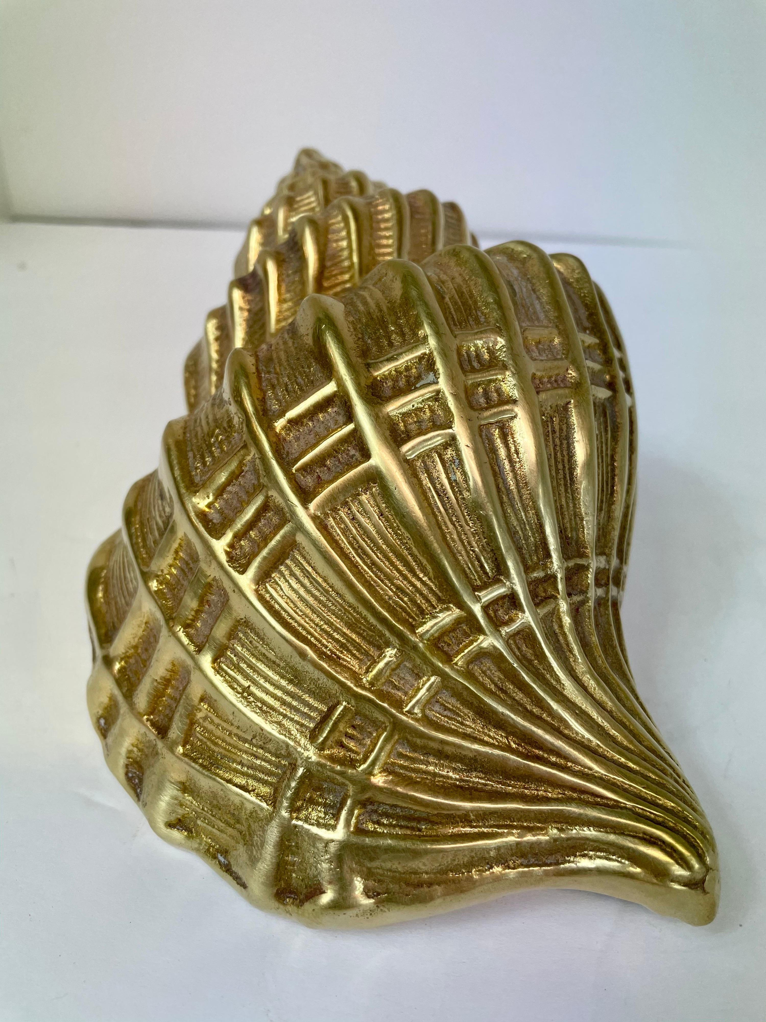 Late 20th Century Hollywood Regency Brass Seashell For Sale