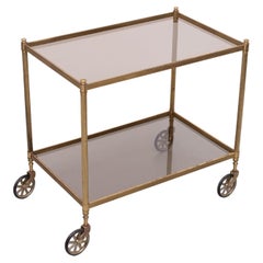 Hollywood Regency Brass Serving Trolley  1970s