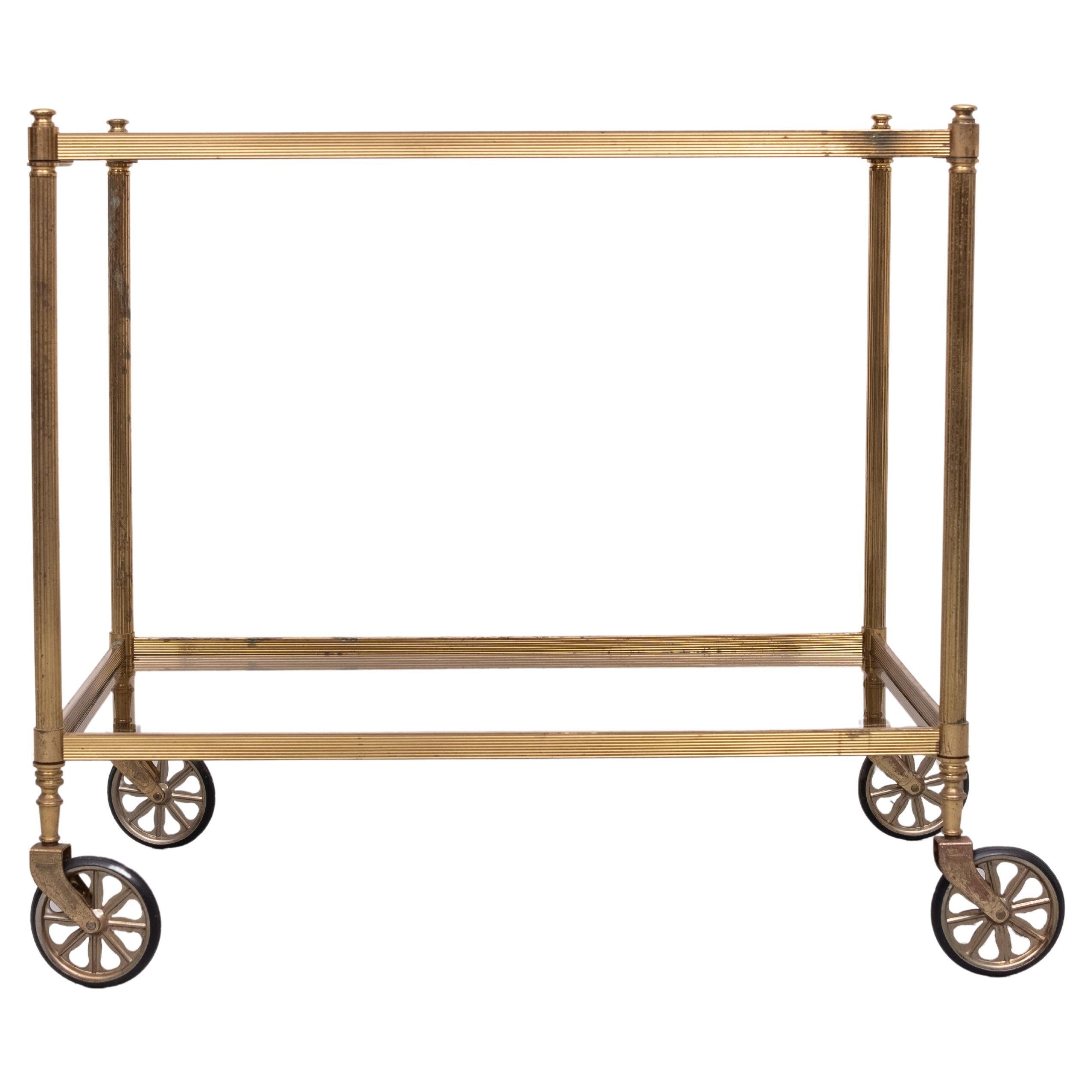 Hollywood Regency Brass Serving Trolley  1970s