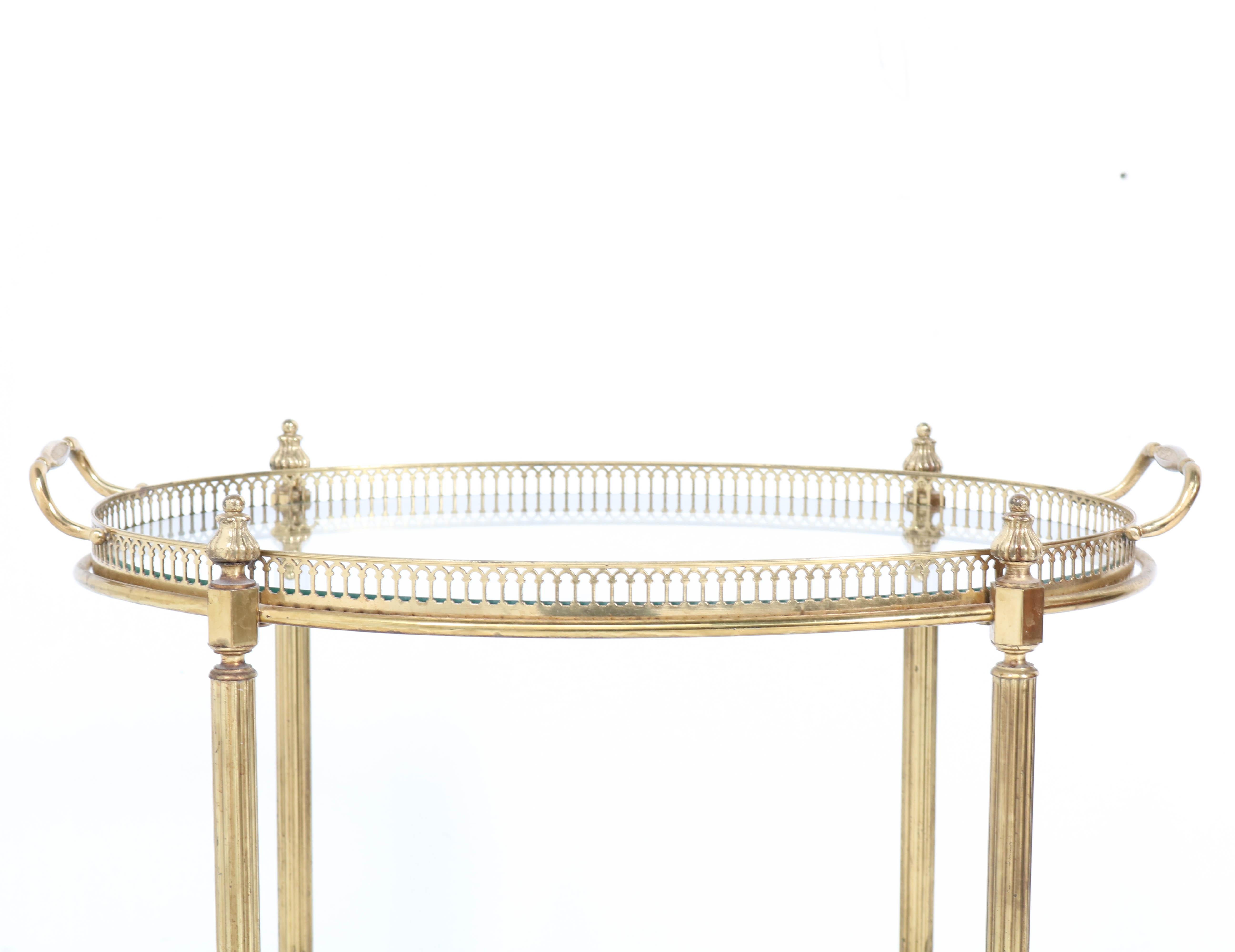 Hollywood Regency Brass Serving Trolley by Maison Jansen, 1950s In Good Condition In Amsterdam, NL