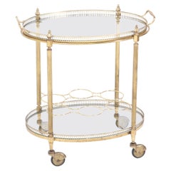 Hollywood Regency Brass Serving Trolley by Maison Jansen, 1950s