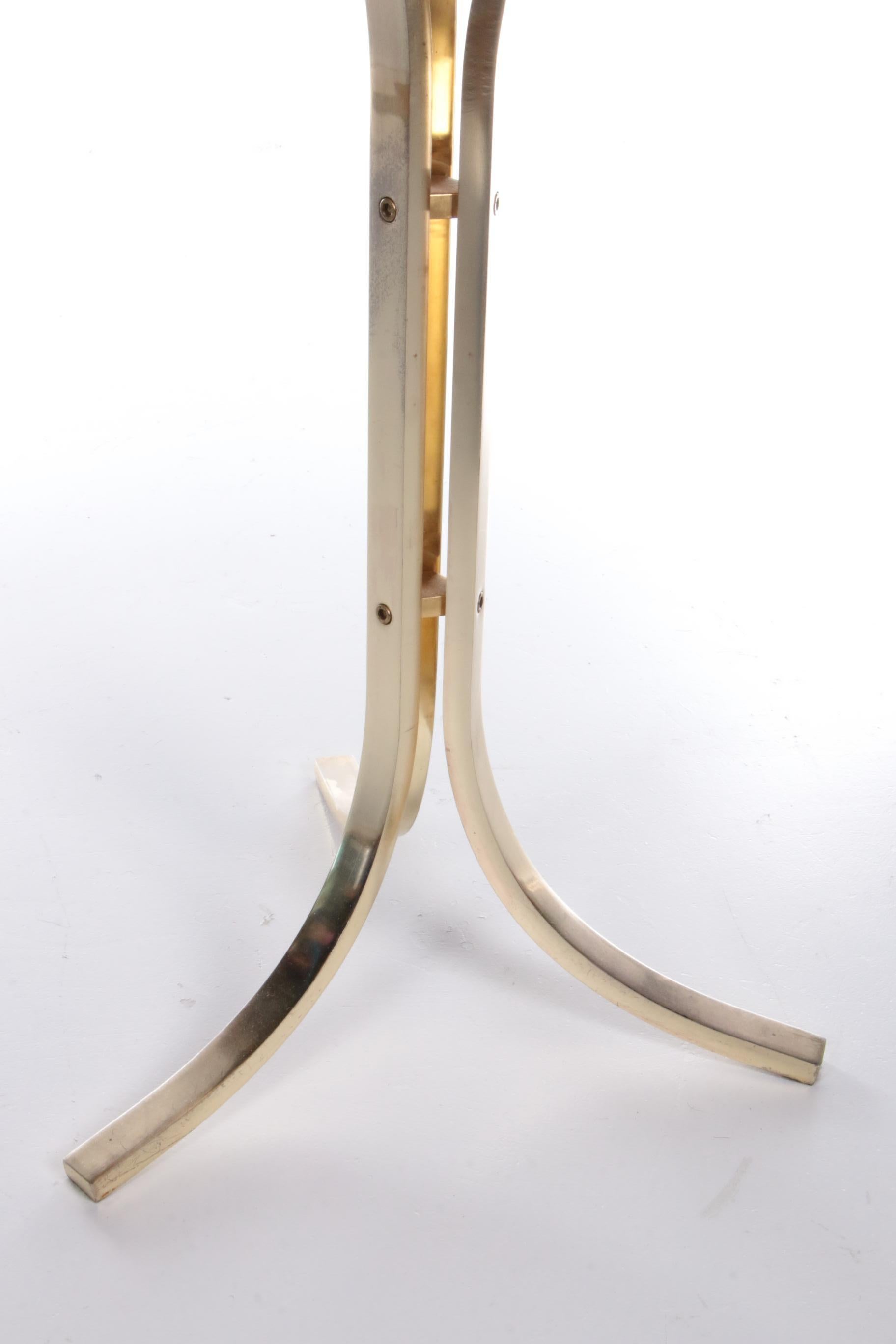Hollywood Regency Brass Side Table with Marble Top, 1970s For Sale 3