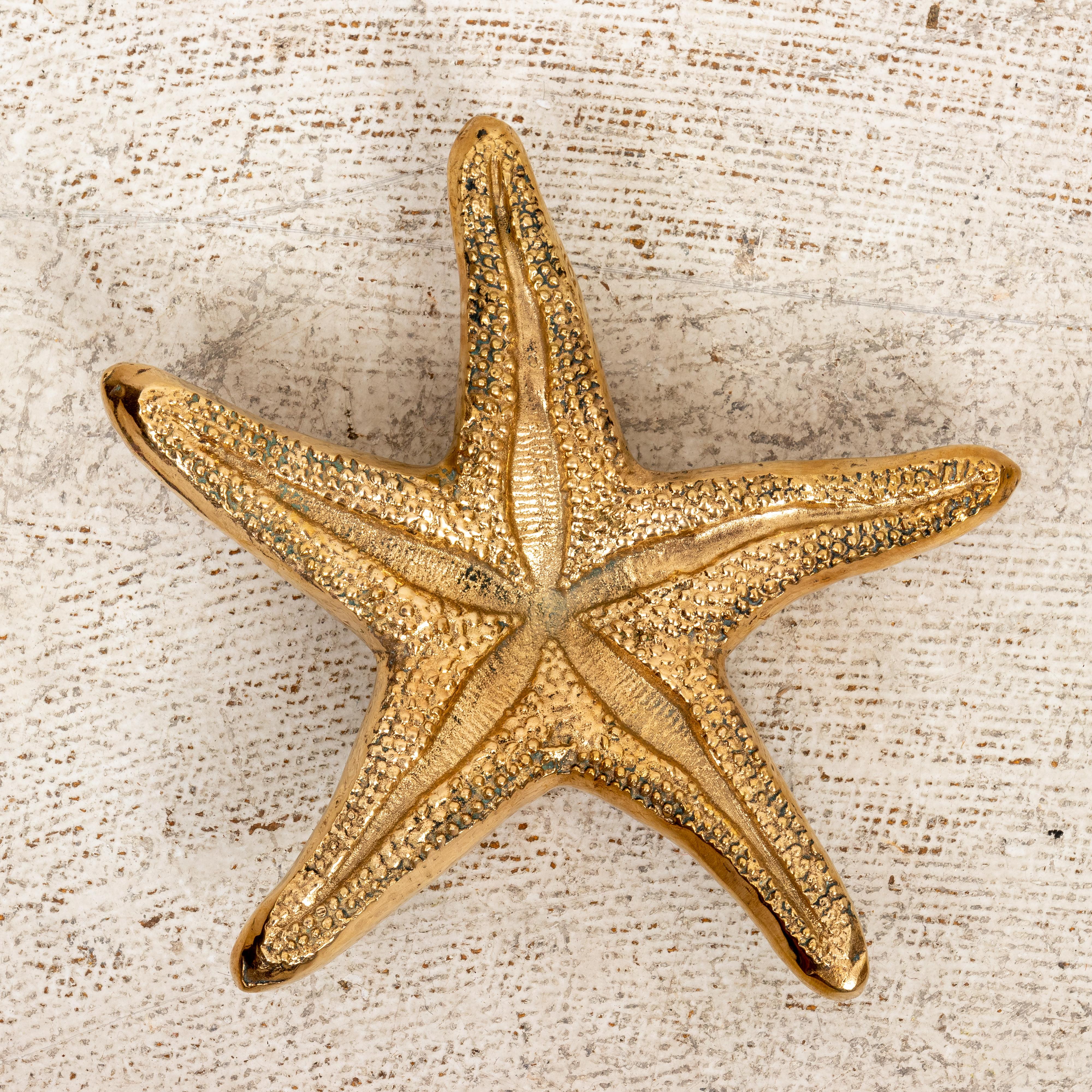Hollywood Regency Large Brass Starfish Paperweight 1