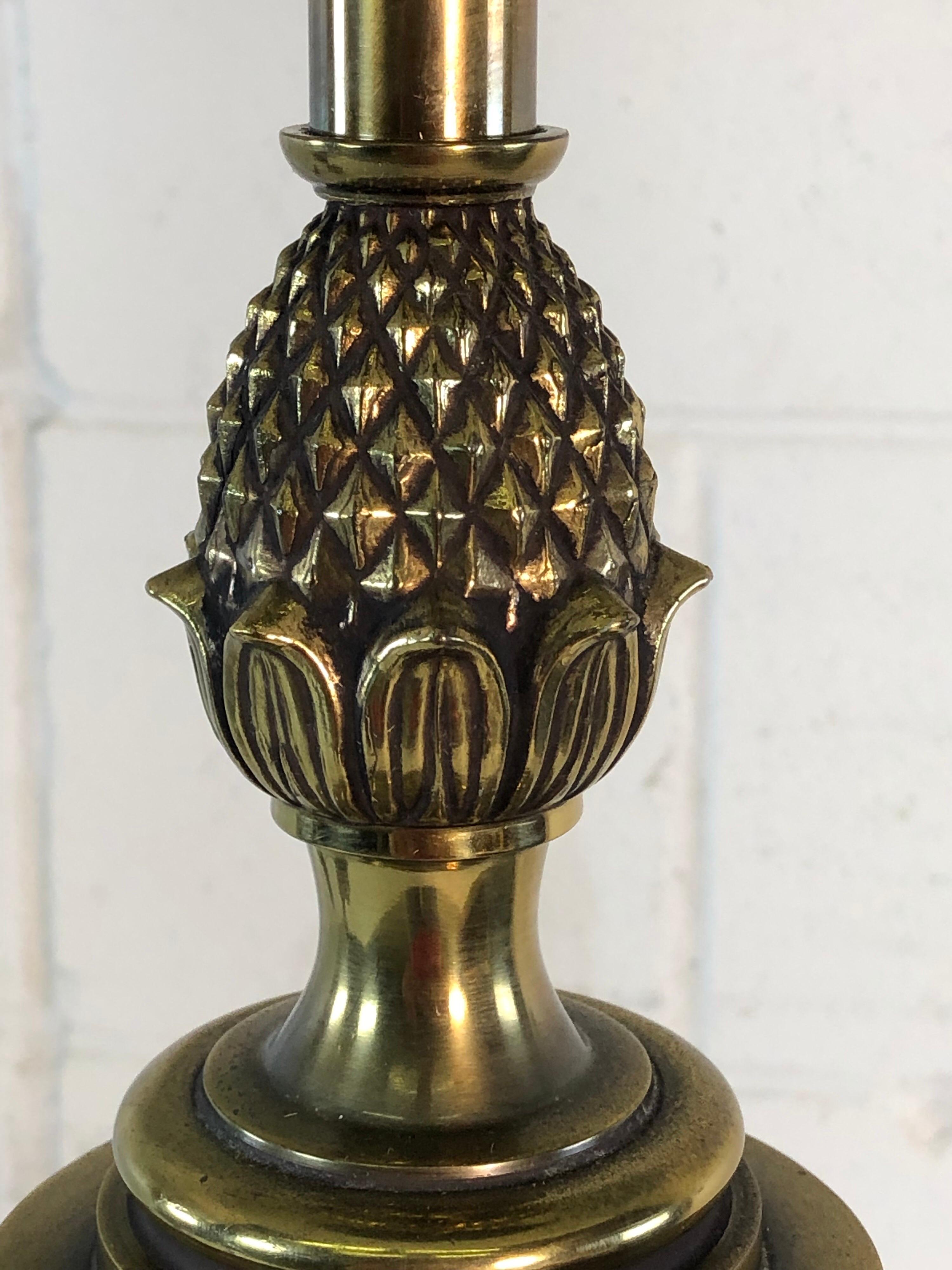 Hollywood Regency Brass Stiffel Table, Stiffel Brass Pineapple Table Lamp