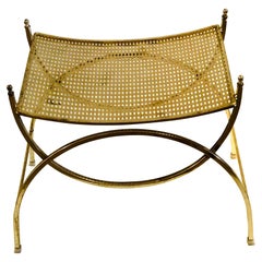 Hollywood Regency Brass Stool in the Style of Billy Haines