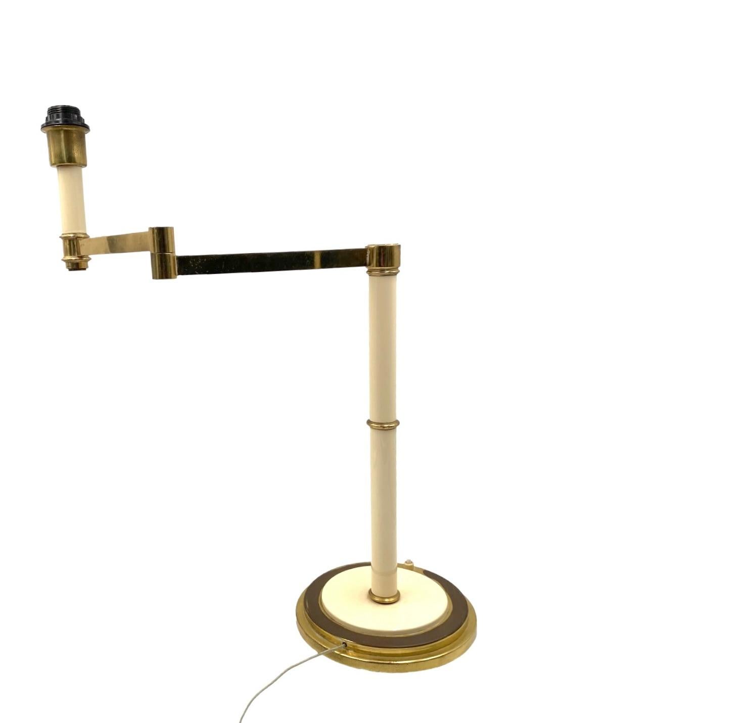 Late 20th Century Hollywood regency brass table lamp, Tommaso Barbi Italy 1970 For Sale
