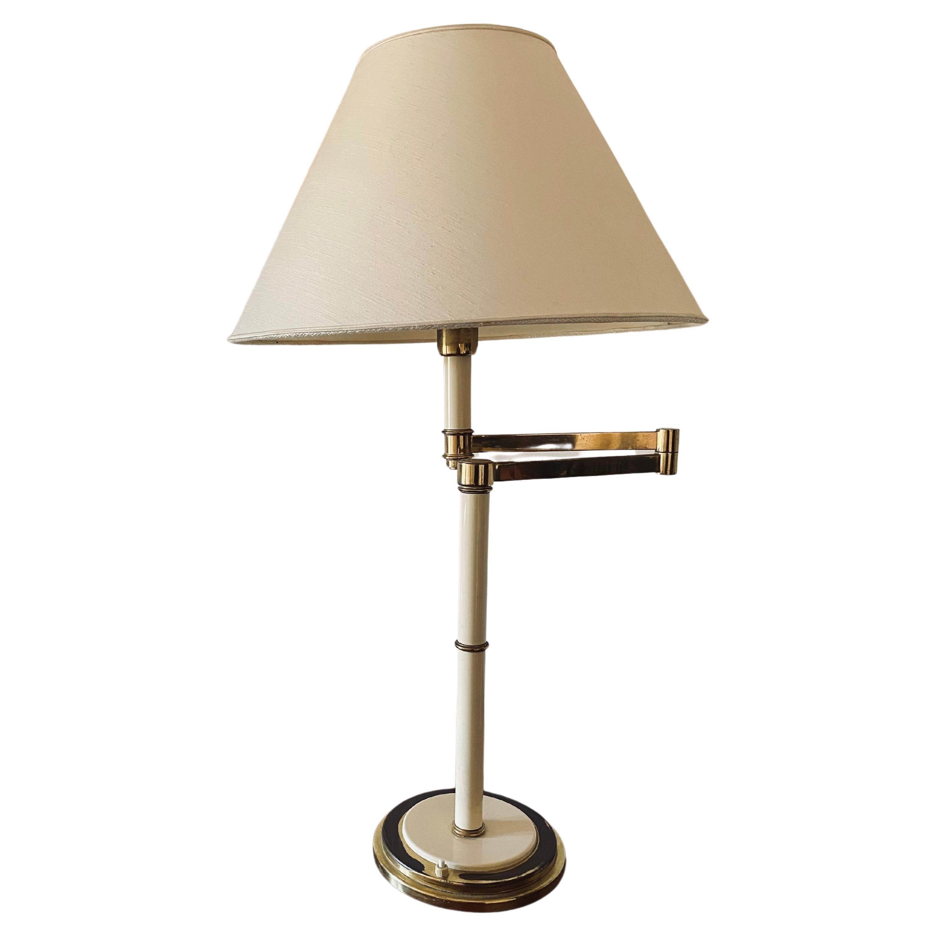 Hollywood regency brass table lamp, Tommaso Barbi Italy 1970 For Sale
