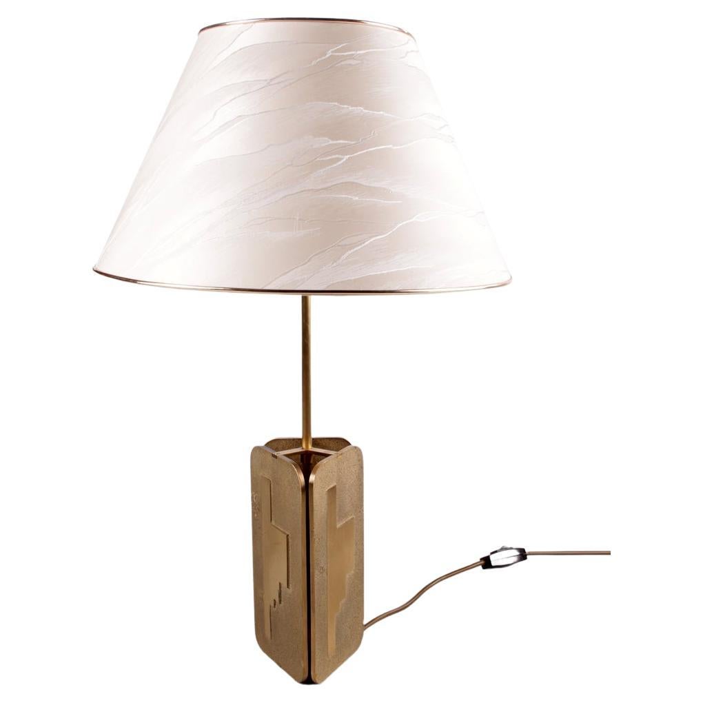 Hollywood Regency Brass Table Lamp with Shade, 1970s For Sale