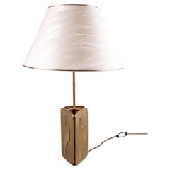 Vintage Hollywood Regency Brass Table Lamp with Shade, 1970s