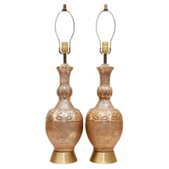 Hollywood Regency Brass Table Lamps, a Pair