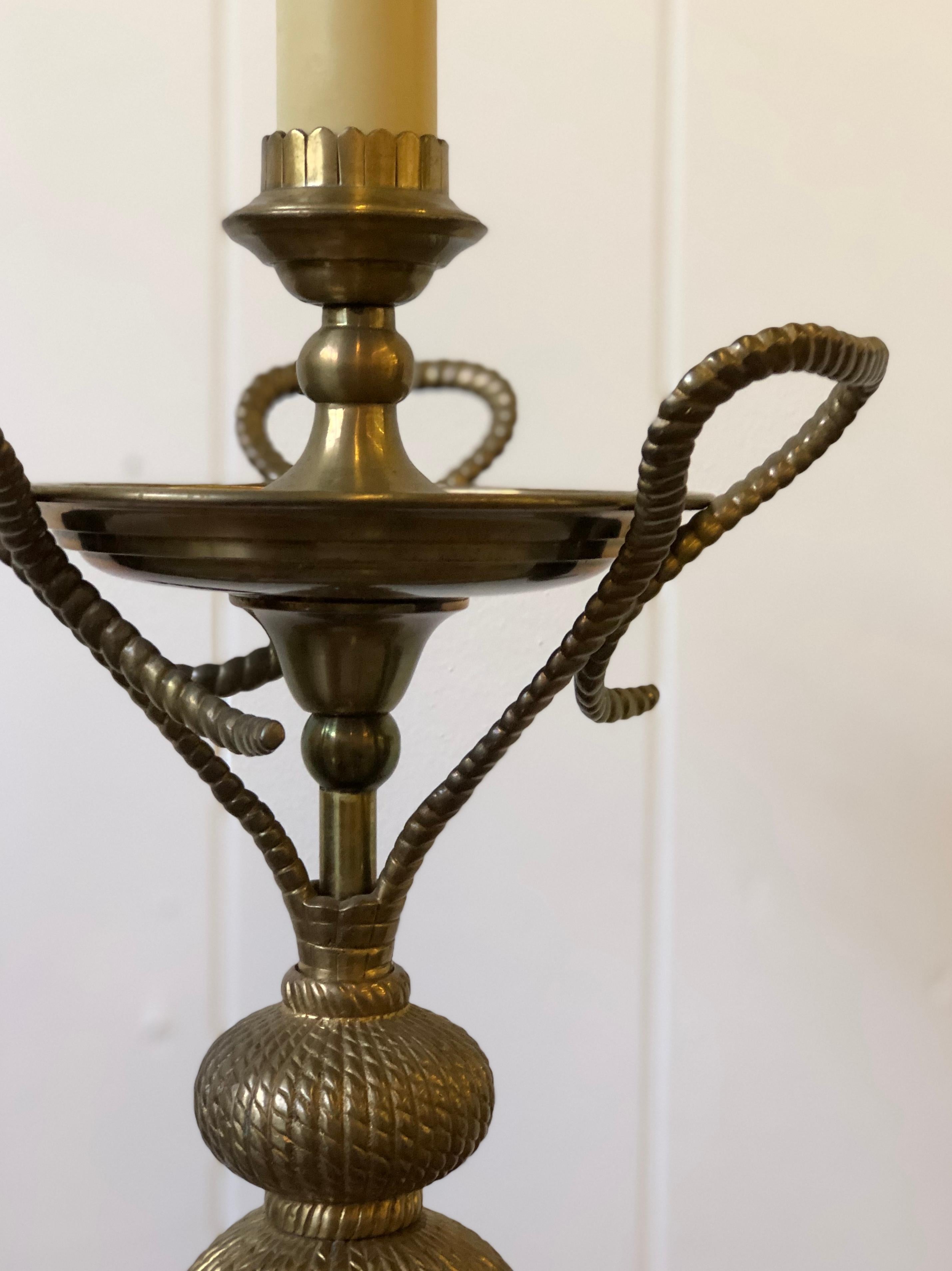 American Hollywood Regency Brass Tassel Lamp by Chapman