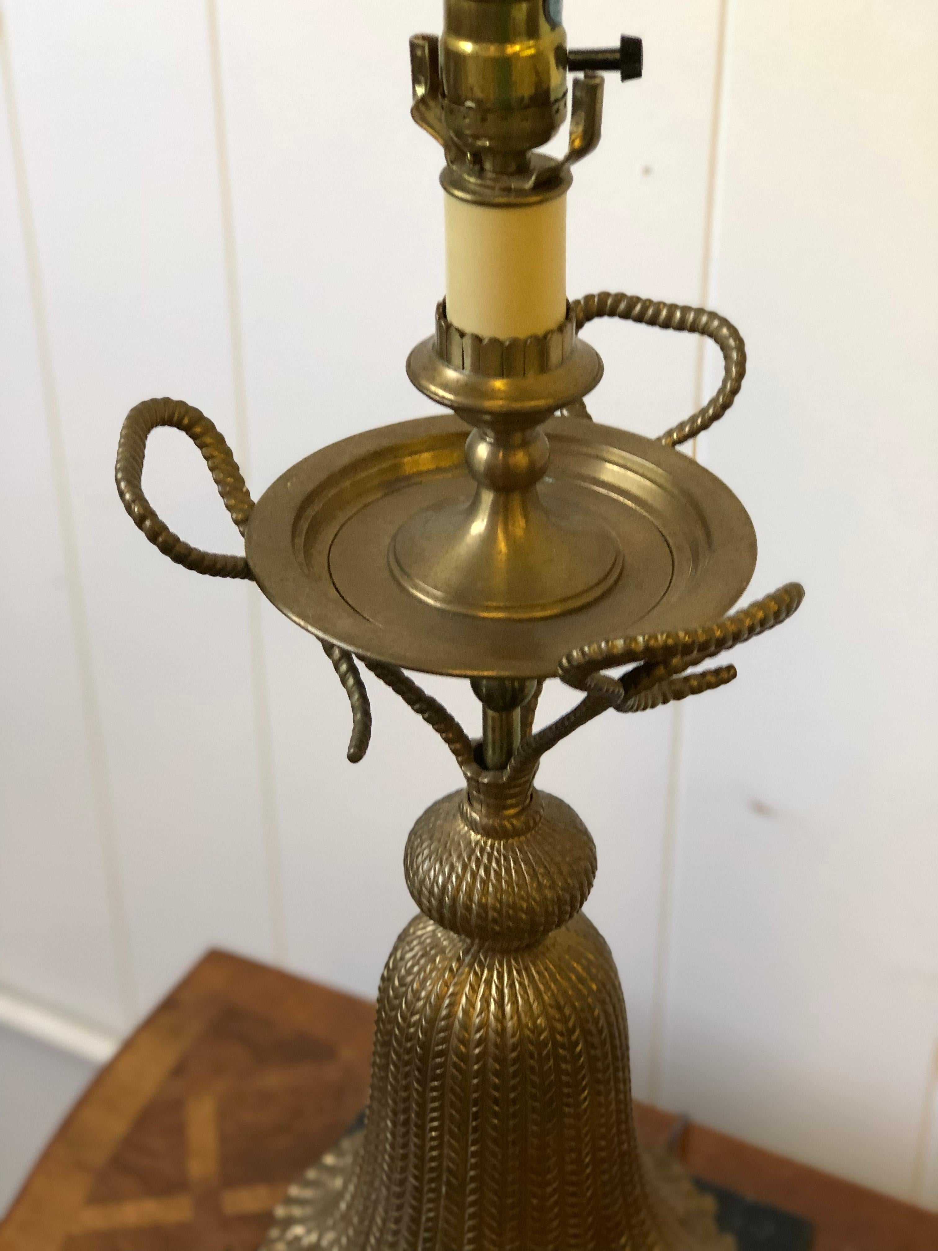Hollywood Regency Brass Tassel Lamp by Chapman 2