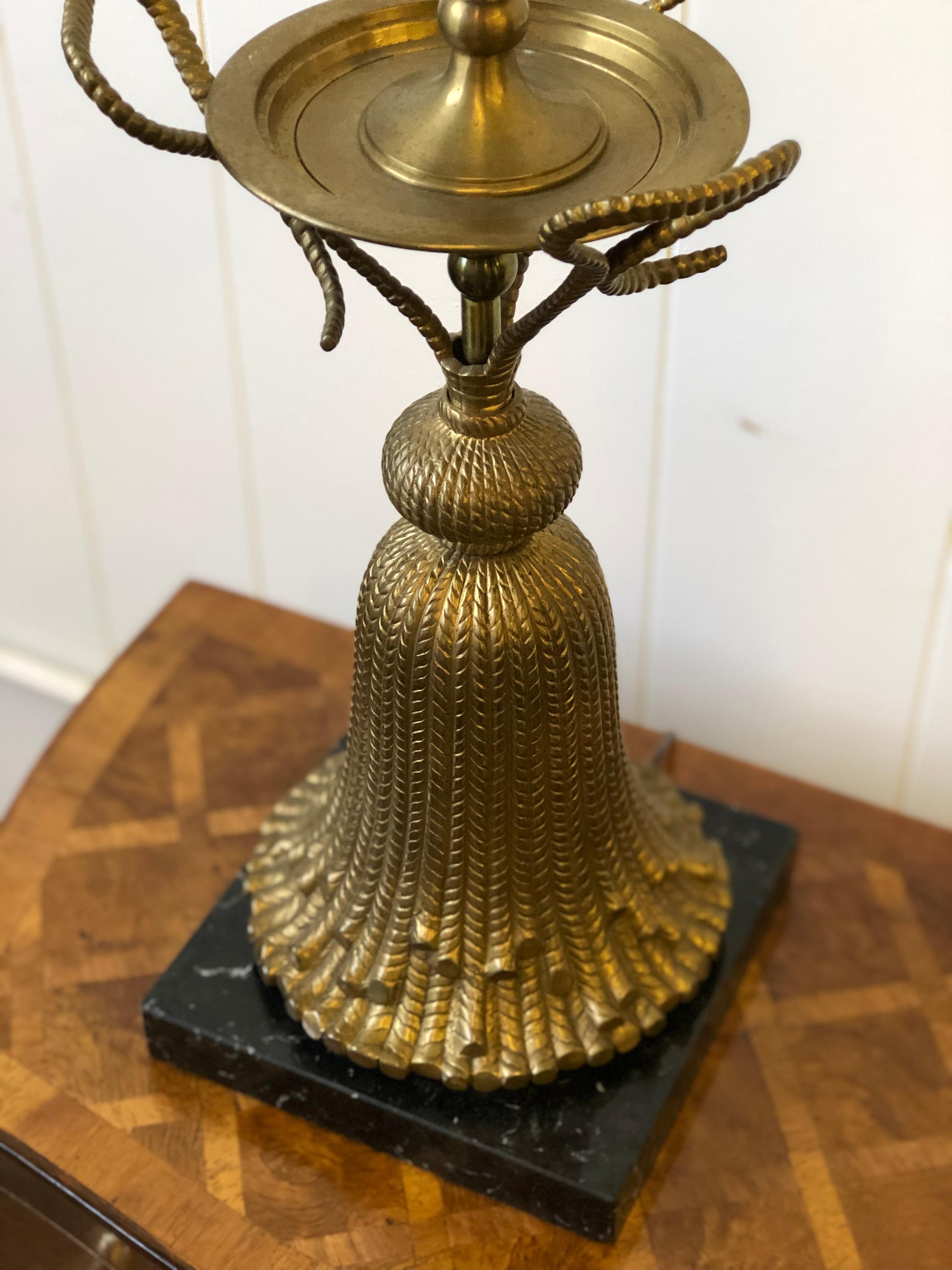 Hollywood Regency Brass Tassel Lamp by Chapman 3