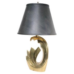 Hollywood Regency Brass Tidal Wave Table Lamp by Pierre Cardin c. 1980's