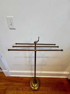 Hollywood Regency Brass Towel Rack Valet Stand 1960s Fish Motif