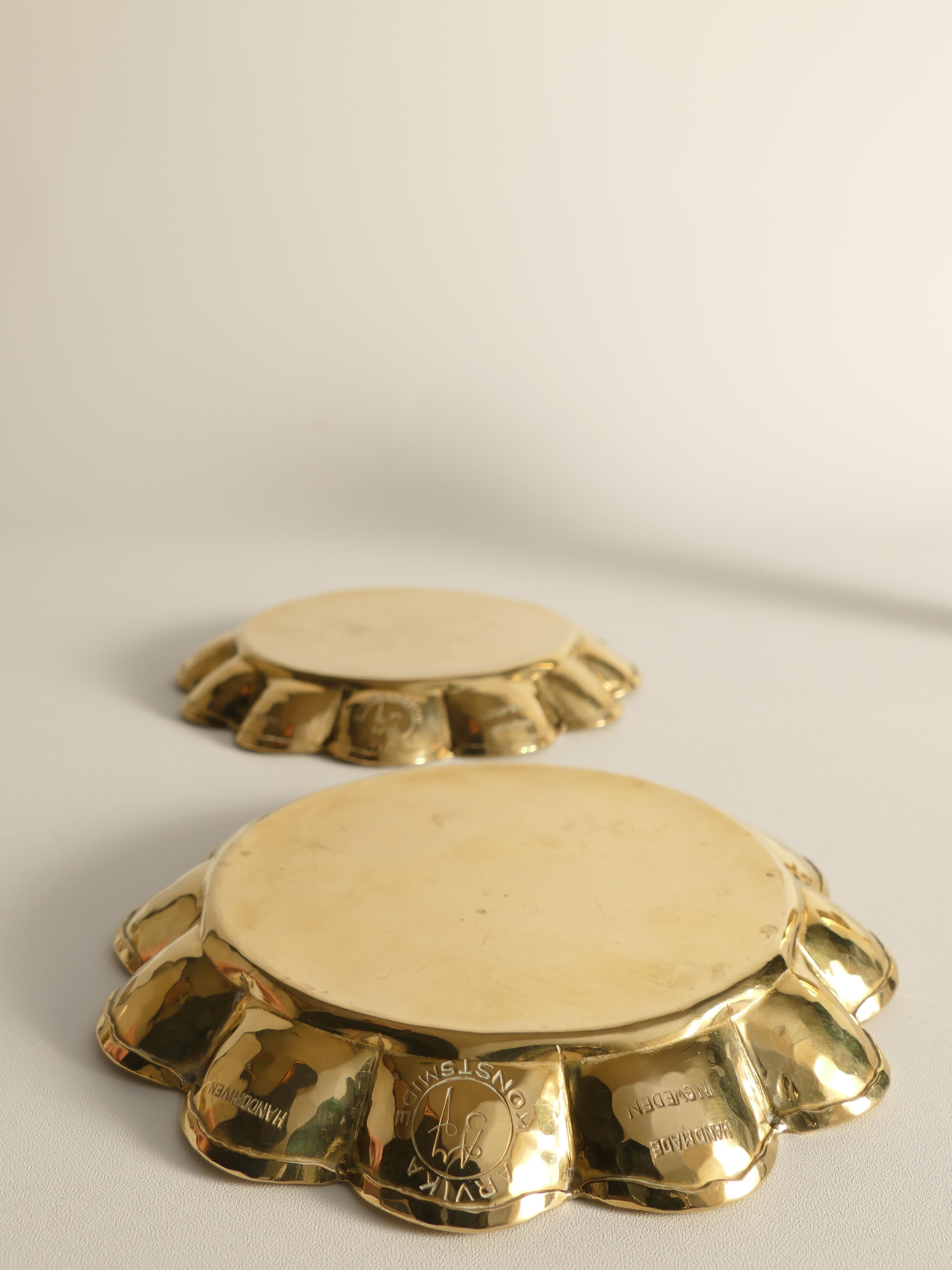 Hollywood-Regency-Messingtabletts von Arvid Johansson, Arvika Konstsmide, 2er-Set im Angebot 3