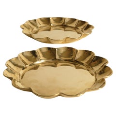 Hollywood Regency Brass Trays by Arvid Johansson, Arvika Konstsmide, Set of 2