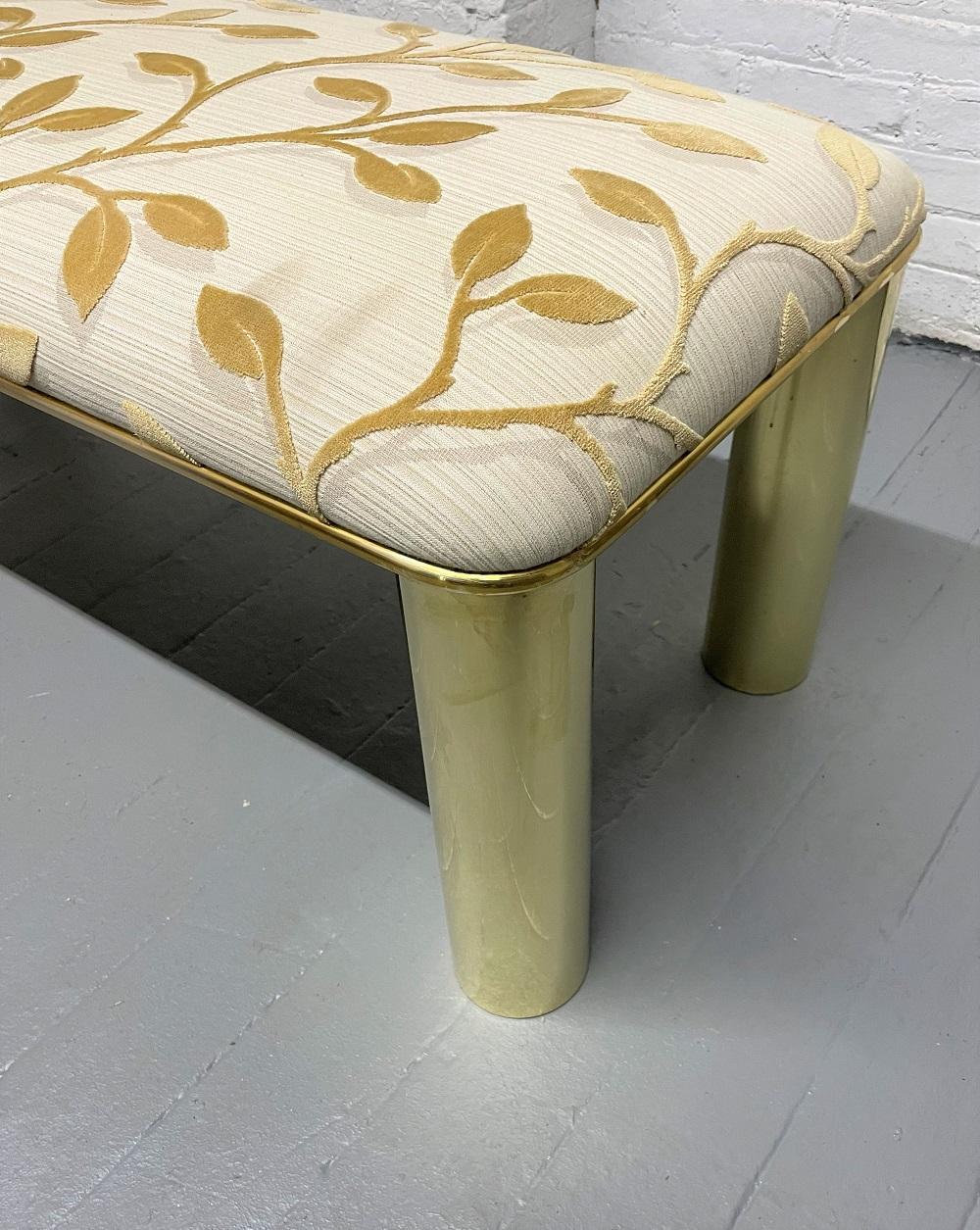 Late 20th Century Karl Springer Brass and Upholstered Bench For Sale