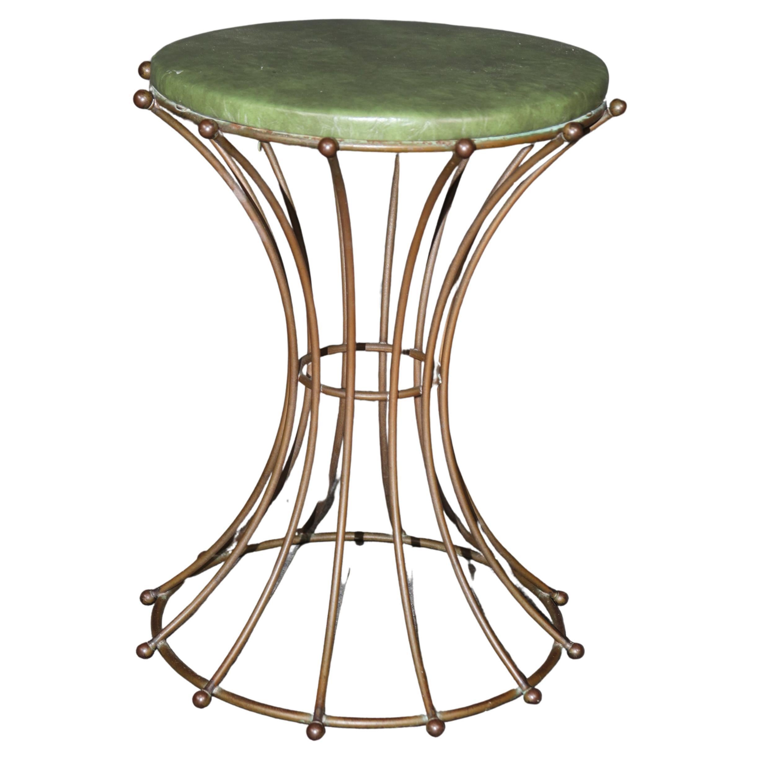 Hollywood Regency Brass Vortex Form Foot Vanity Stool Manner of Maison Jansen