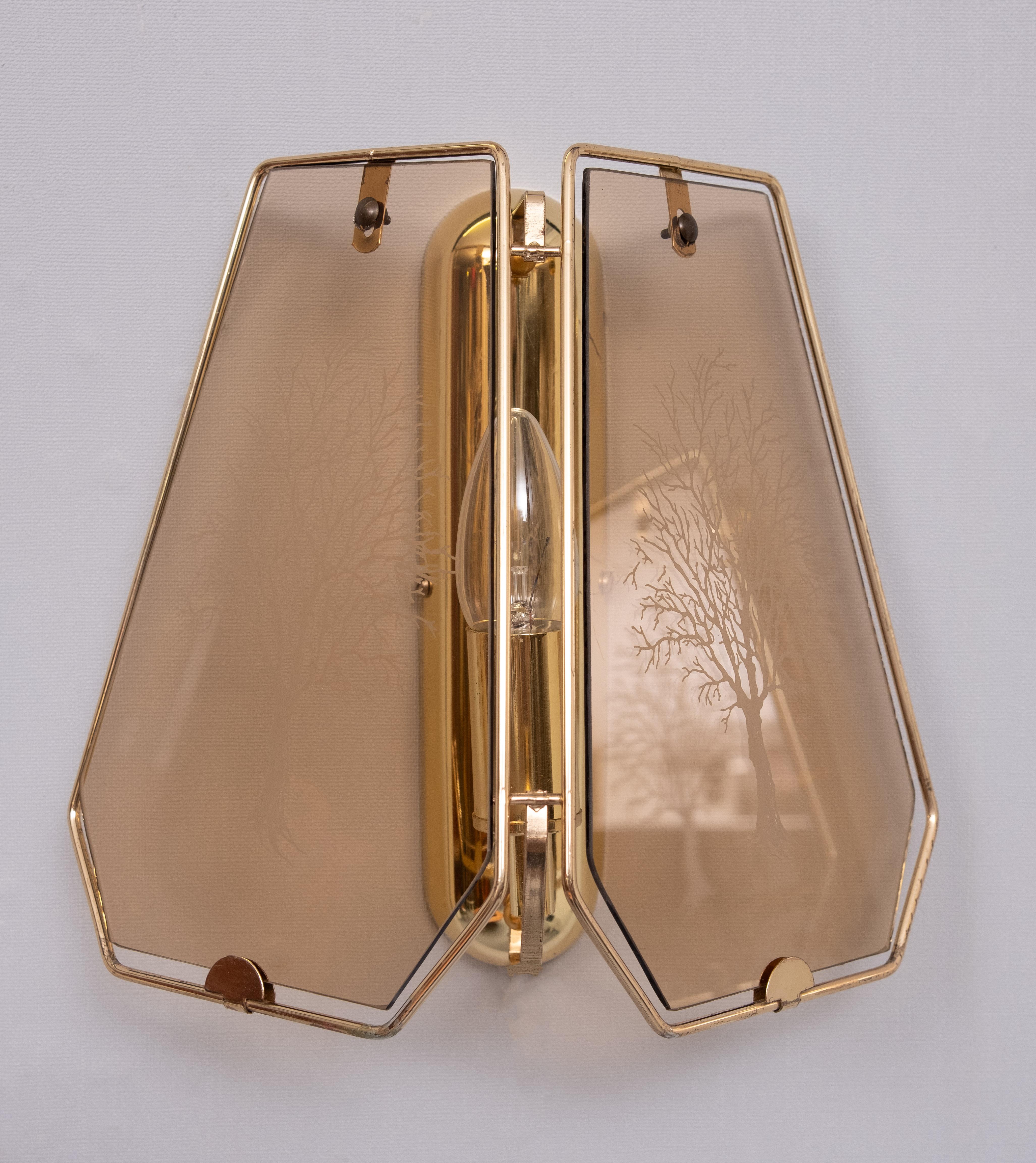Dutch Hollywood Regency  Brass Wall lamps 1970s For Sale