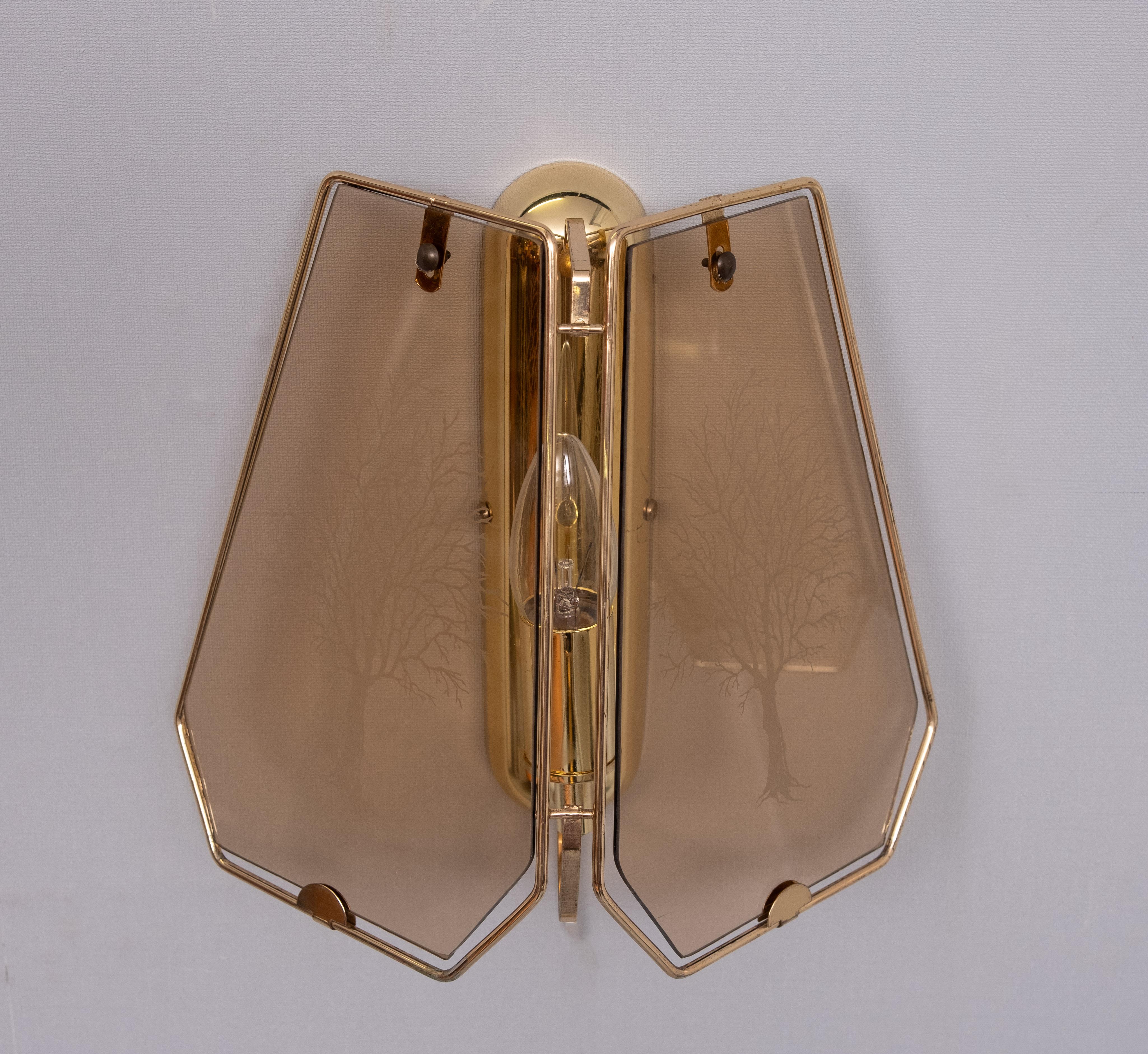 Late 20th Century Hollywood Regency  Brass Wall lamps 1970s For Sale