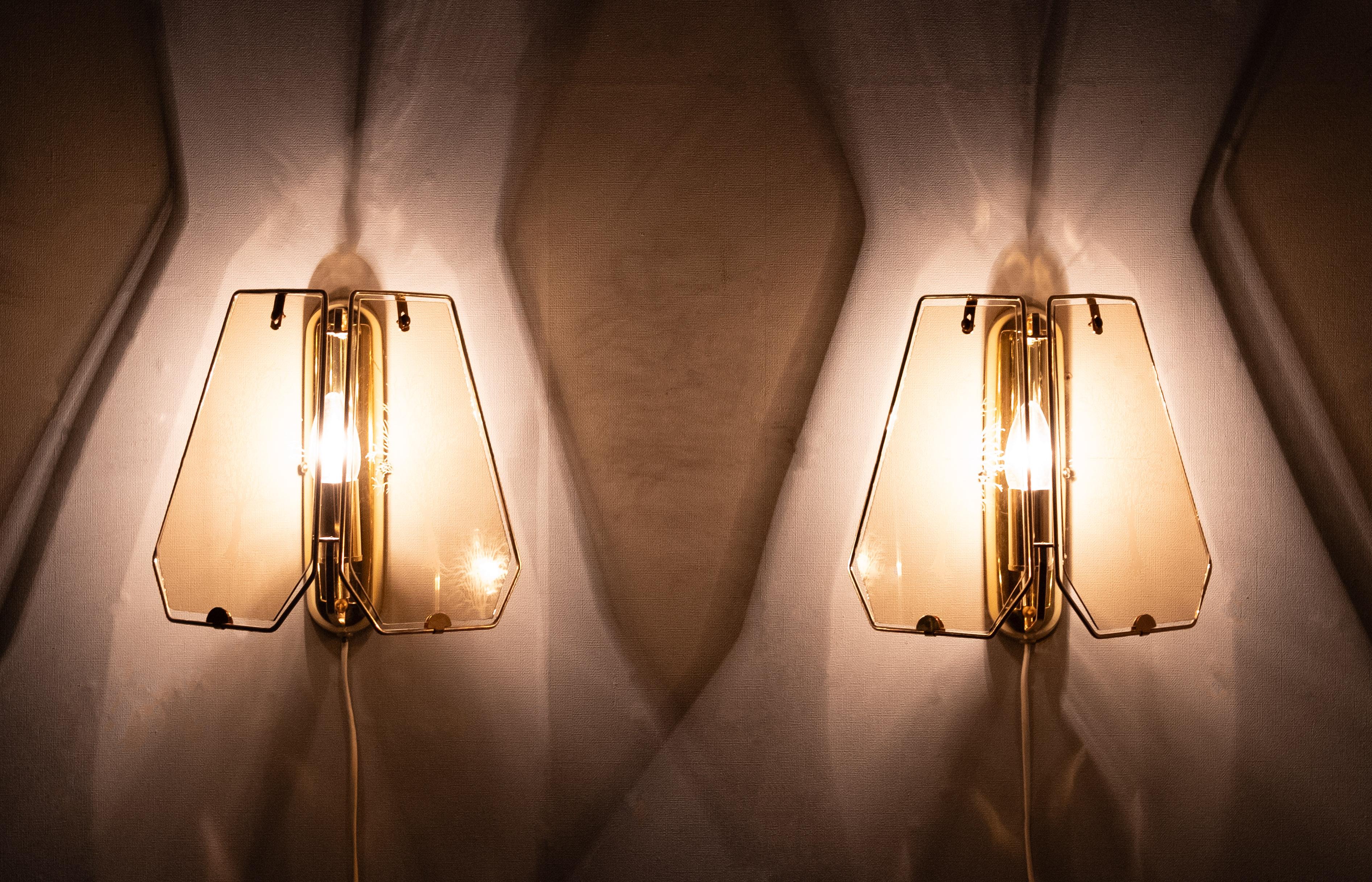 Hollywood Regency  Brass Wall lamps 1970s For Sale 3