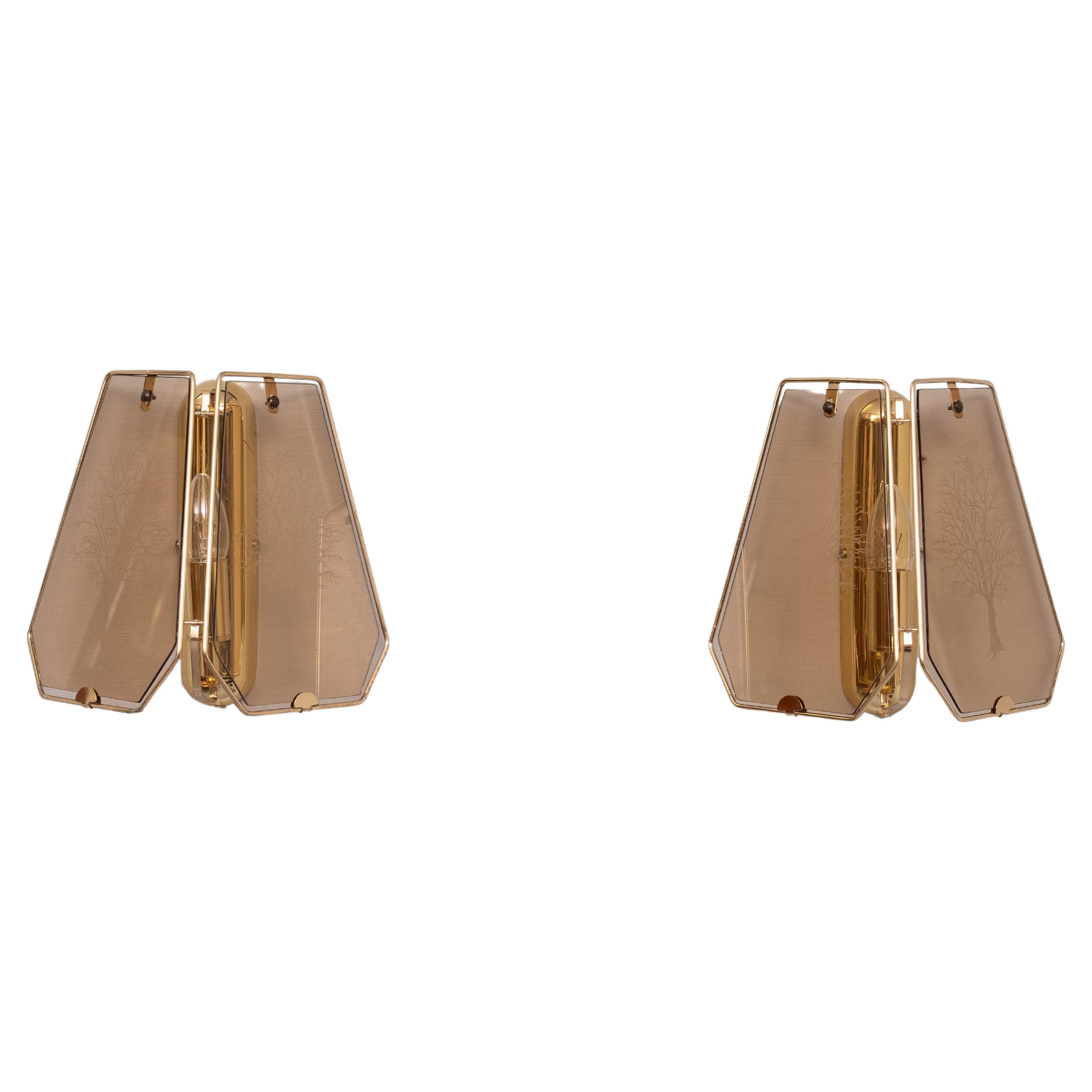 Hollywood Regency  Brass Wall lamps 1970s
