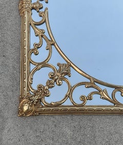 Hollywood Regency Brass Wall Mirror, Neoclassical Style, Italy 1950s