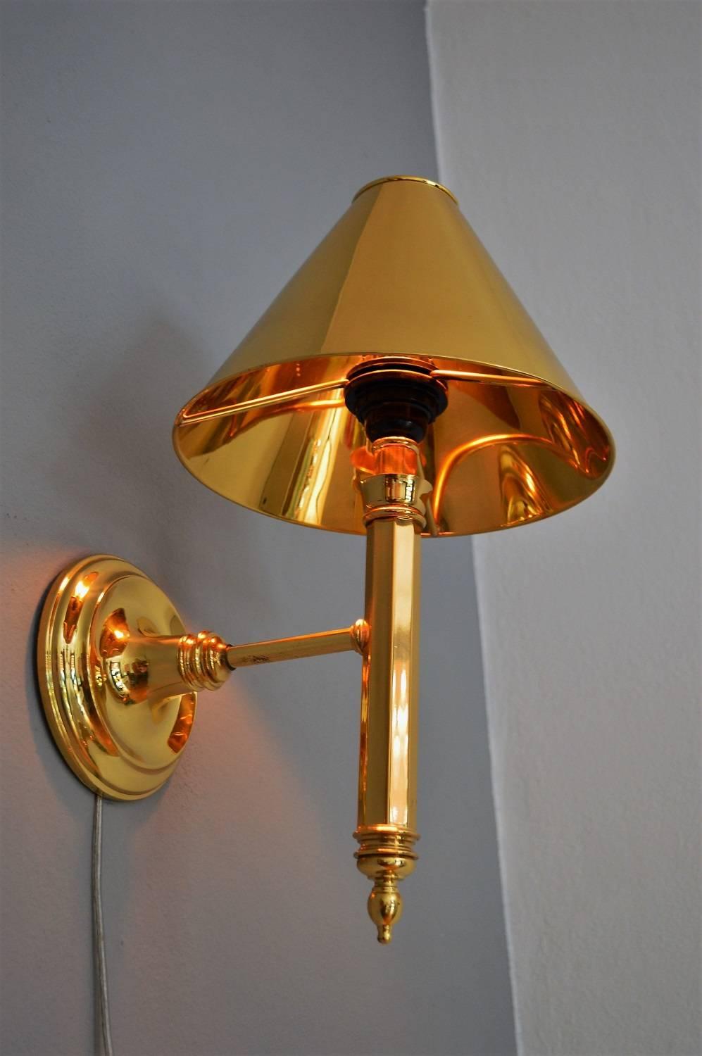 Spanish Hollywood Regency Brass Wall Sconce, Set of Two