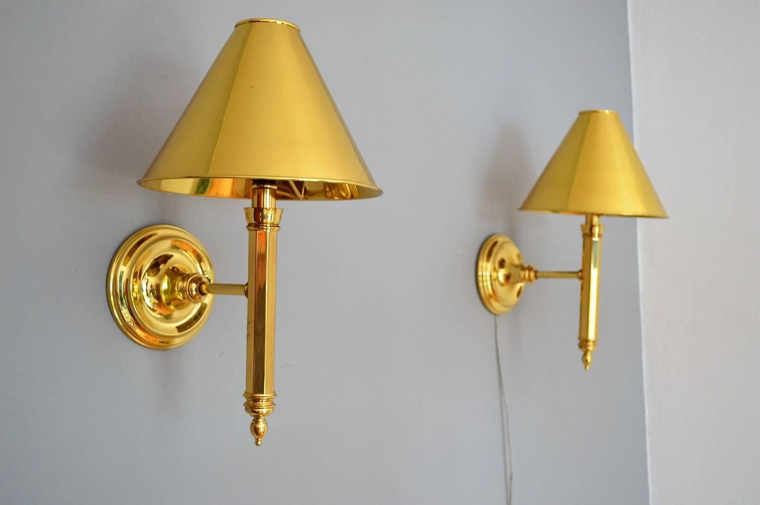 Hollywood Regency Brass Wall Sconce, Set of Two 4