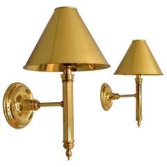 Hollywood Regency Brass Wall Sconce, Set of Two