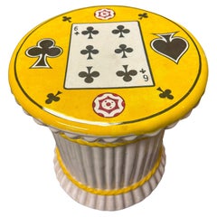 Taburete / Mesa auxiliar de jardín de terracota Hollywood Regency Bridge Playing Cards