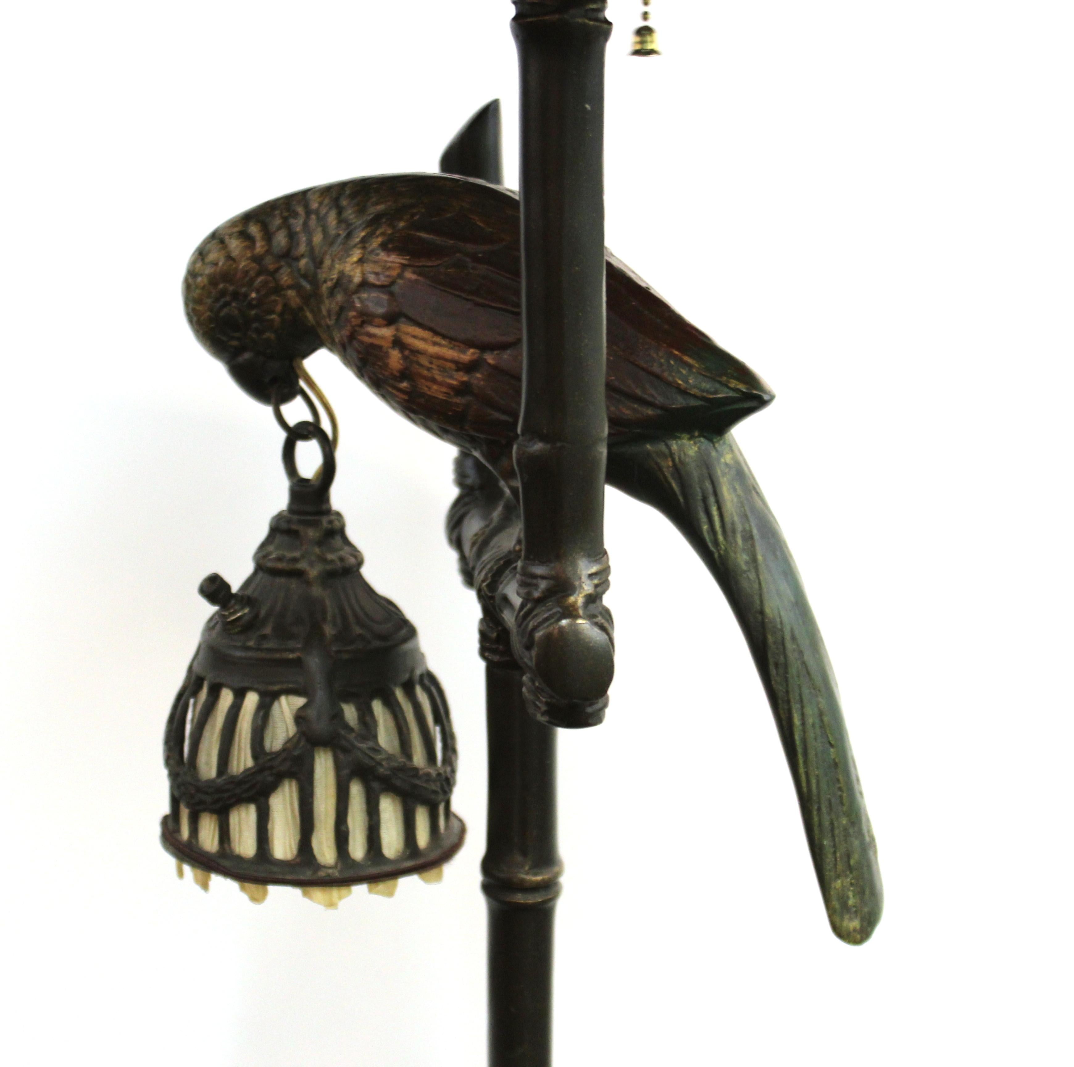 Hollywood Regency Bronze Floor Lamp with Parrot 2