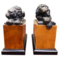 Hollywood Regency Bronze Lion Bookends