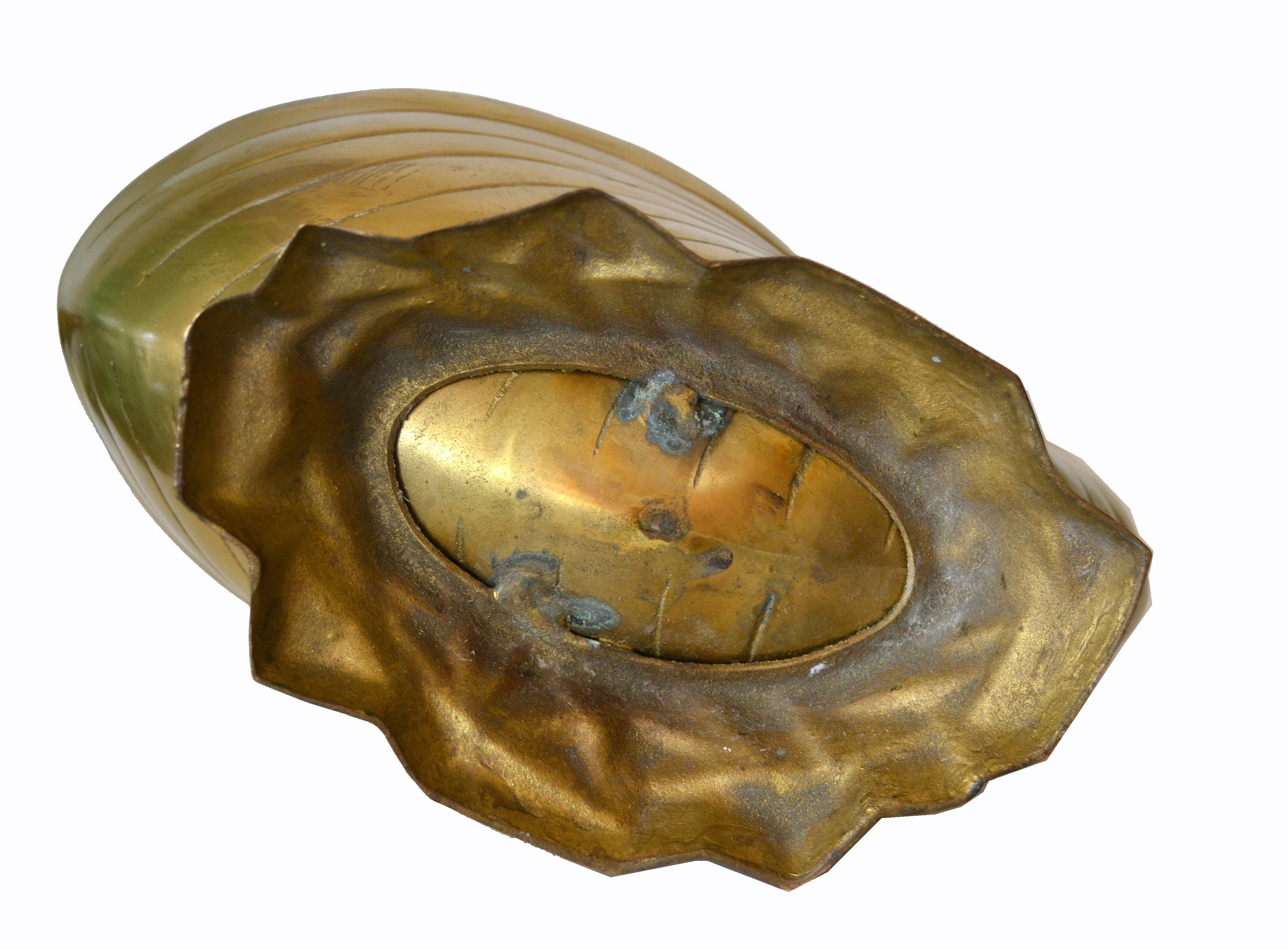 Hollywood Regency Bronze Nautical Seashell Footed Planter 5