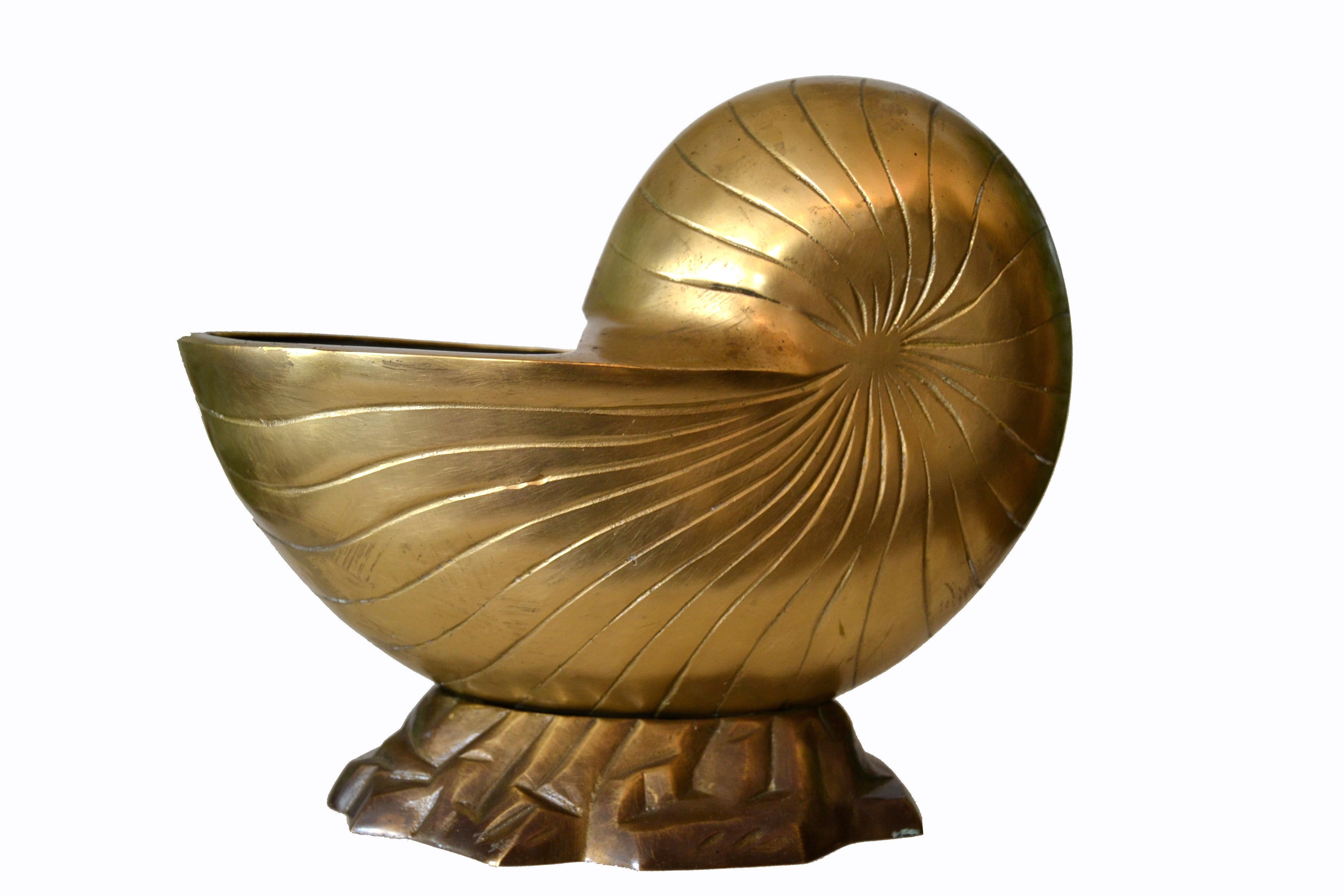 Hollywood Regency Bronze Nautical Seashell Footed Planter 7
