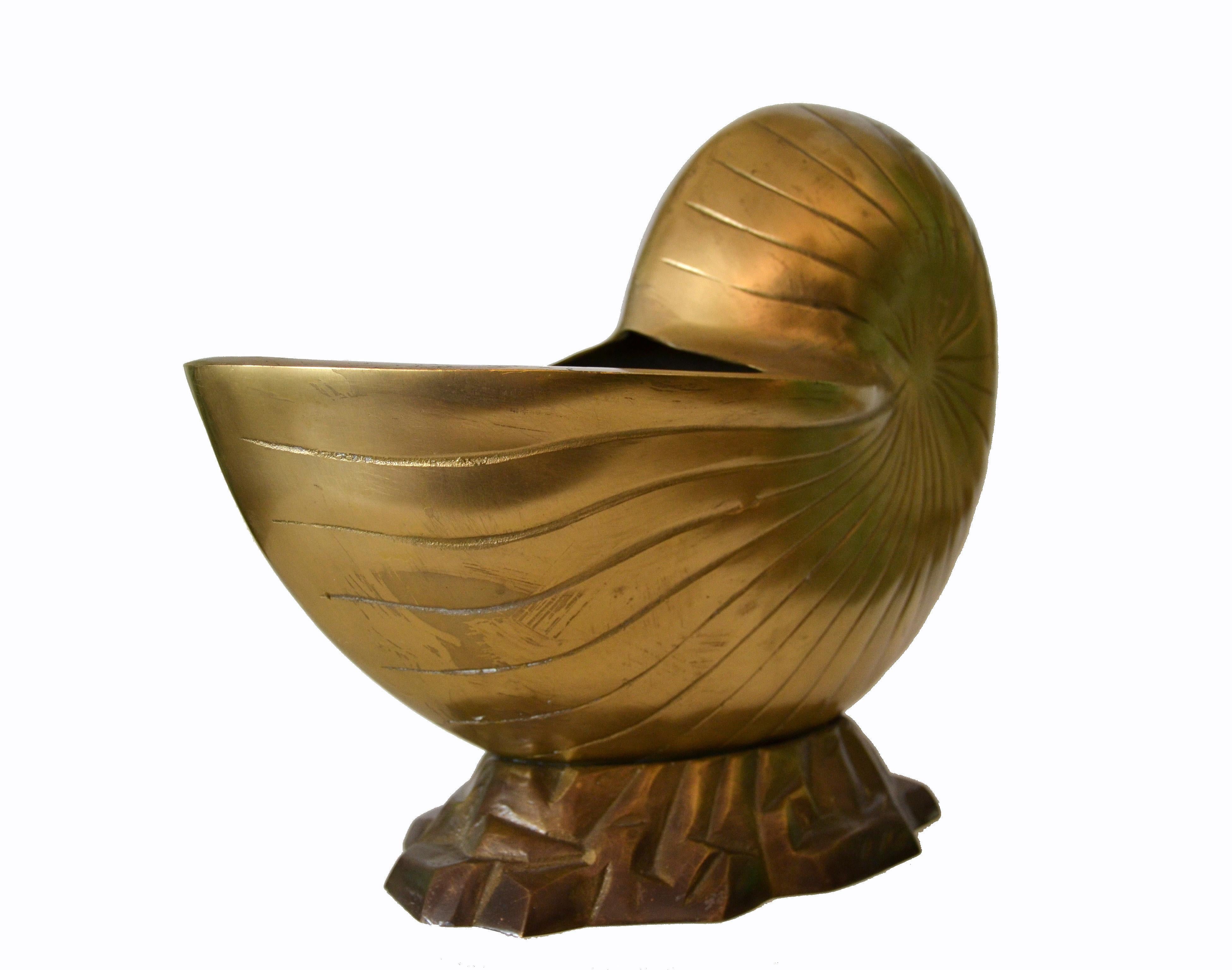 20th Century Hollywood Regency Bronze Nautical Seashell Footed Planter
