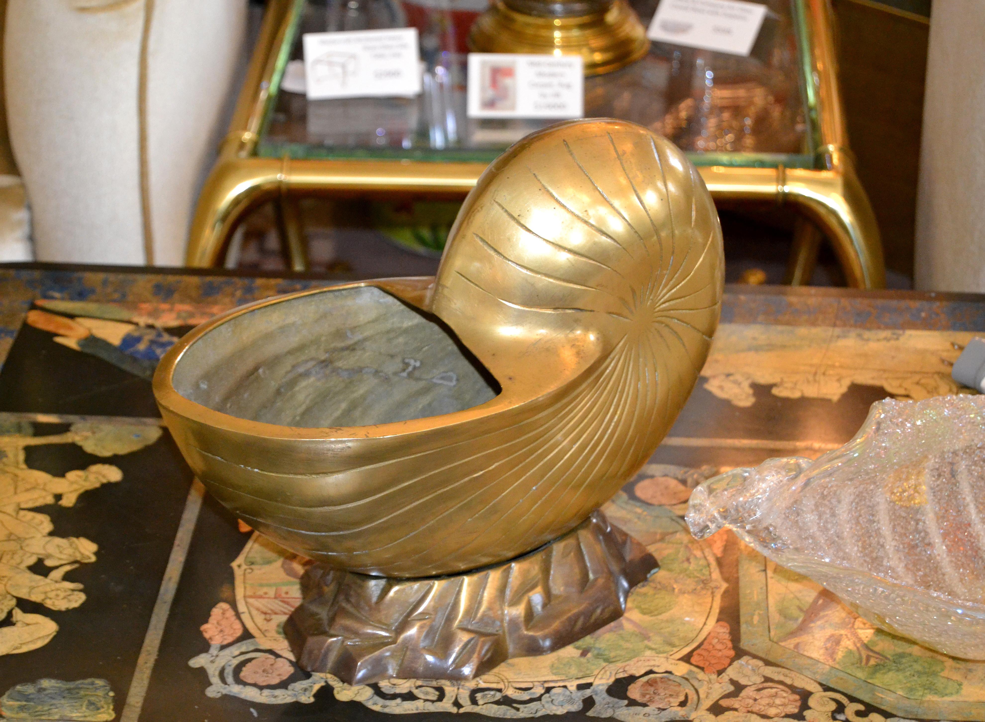 Hollywood Regency Bronze Nautical Seashell Footed Planter 2